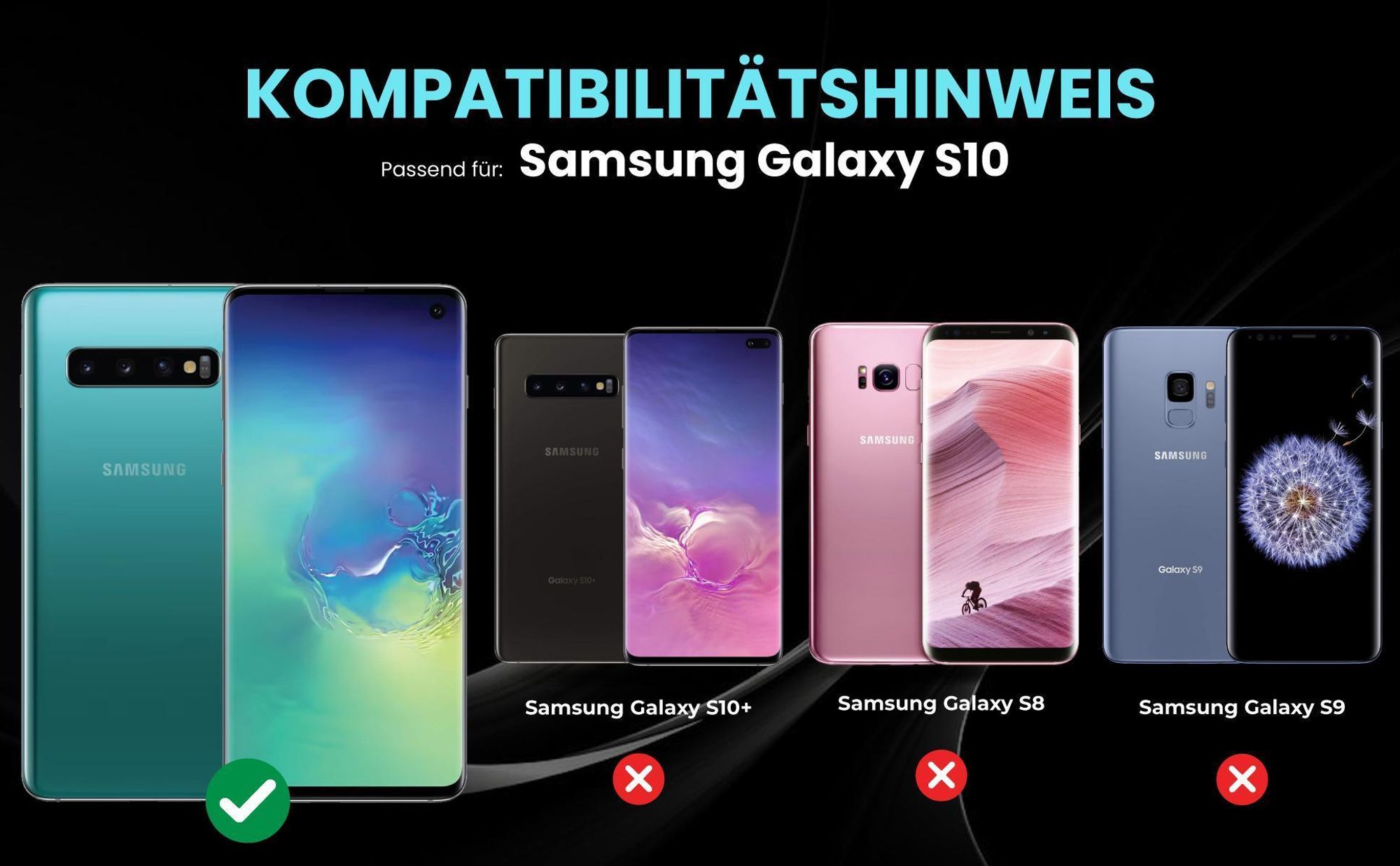 Kompatibilitätshinweise Hülle für Samsung Galaxy S10