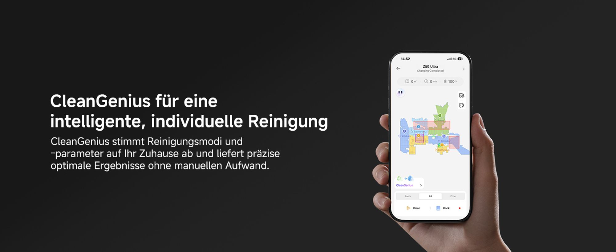 MOVA Z50 Ultra Saugroboter mit Wischfunktion, 19.000 Pa, HydroSync streifenfreies Wischen, 36 °C Selbstreinigung, Mehrfach-Schmutzerkennung, Schwarz