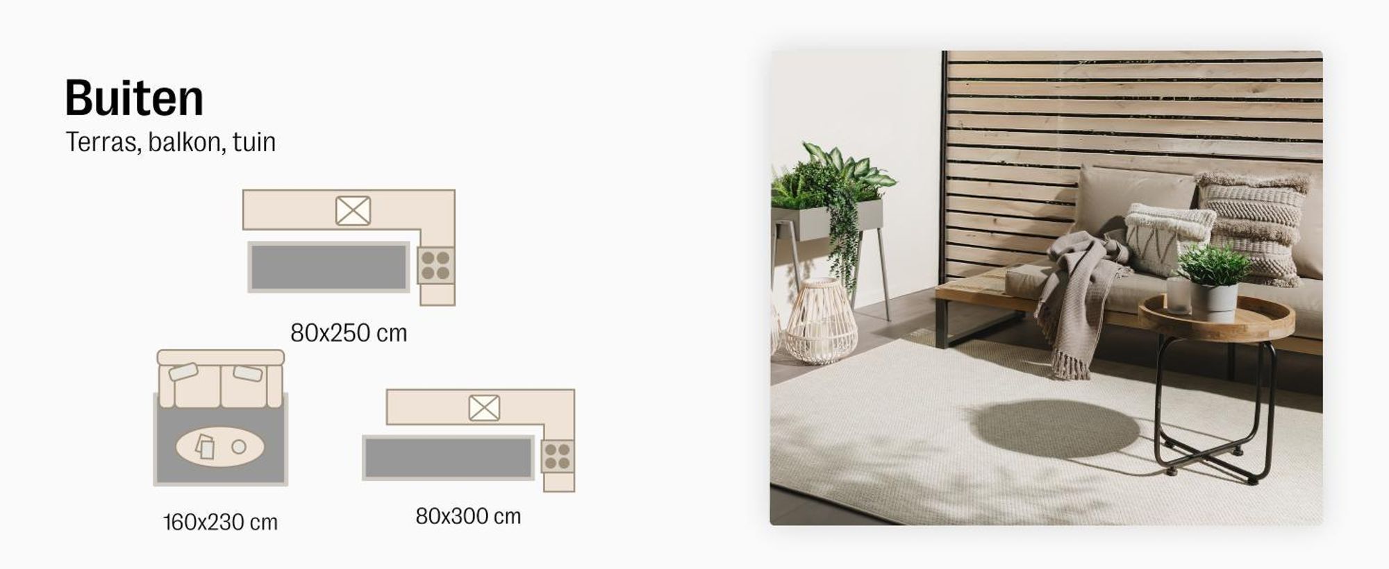 benuta tapijt voor binnen en buiten Iowa Taupe 160x230 cm Tapijt woonkamer Buitentapijt Rechthoekig Effen Modern Korte pool Scandinavisch