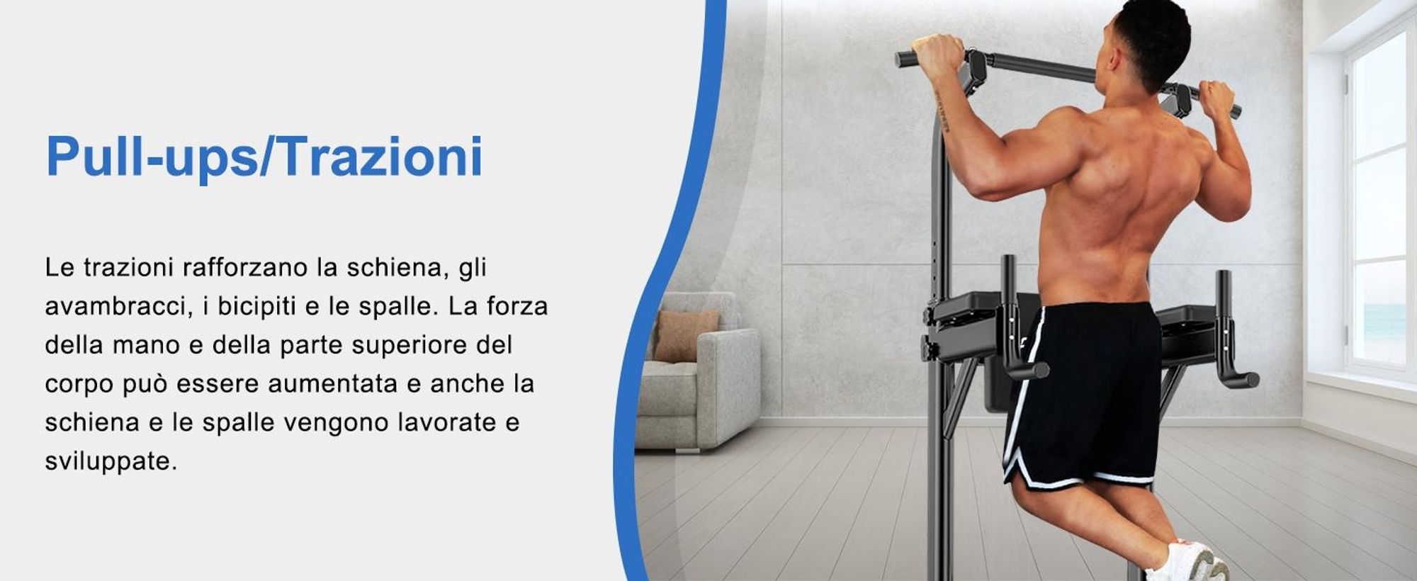 DH FitLife Power Tower Dip Station - Attrezzatura per allenamento a casa, con barra per trazioni e supporto regolabile