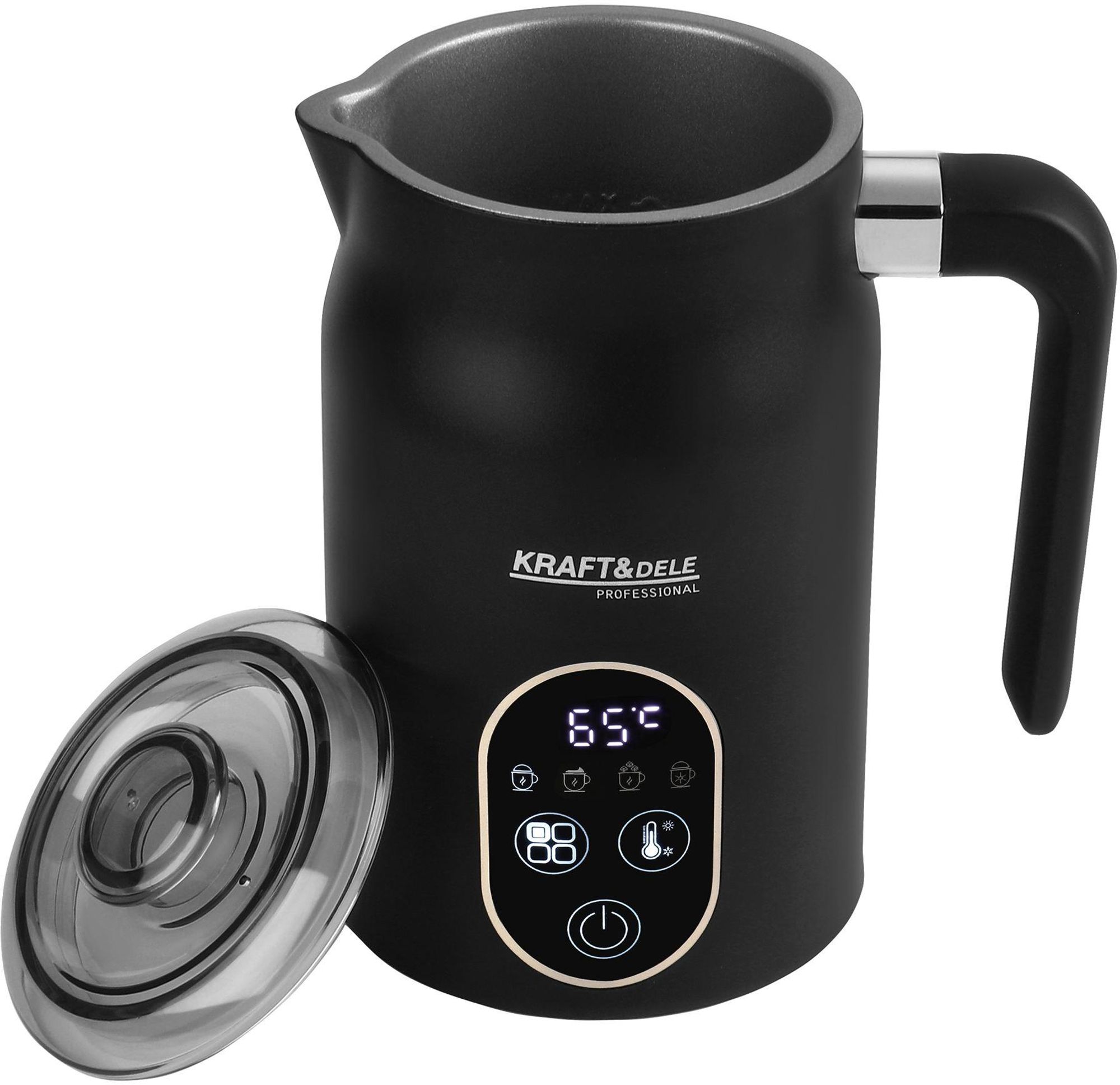 KRAFT&DELE | Milchaufschäumer Elektrisch 4-in-1, Automatischer Milchschäumer 400ml für Heiße & Kalte Schäume, Spülmaschinengeeignet, Abnehmbares, Leise, für Latte, Cappuccino, Sojadrink, Haferdrink