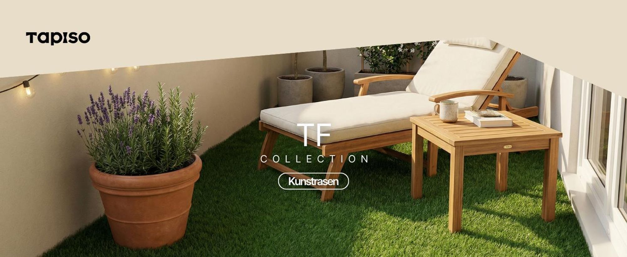 Tapiso Rasenteppich NATURAL Grün Höhe: 6mm Balkon Terrasse 300 x 400