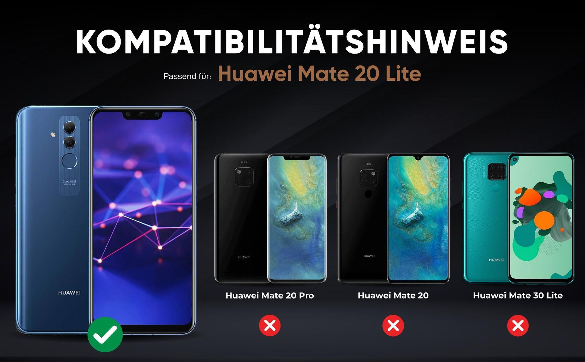 Kompatibilitätshinweise Hülle für Huawei Mate 20 Lite
