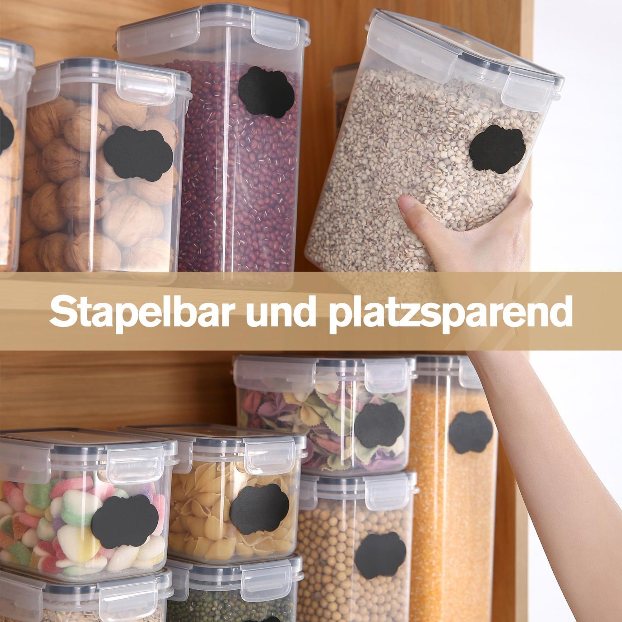 Deuline Vorratsdosen 24er Set, Luftdicht Deckel, BPA-freie, Küche Organizer, Vorratsbehälter Lebensmittel, Müsli, Mehl, Kaffeebohne, 521141