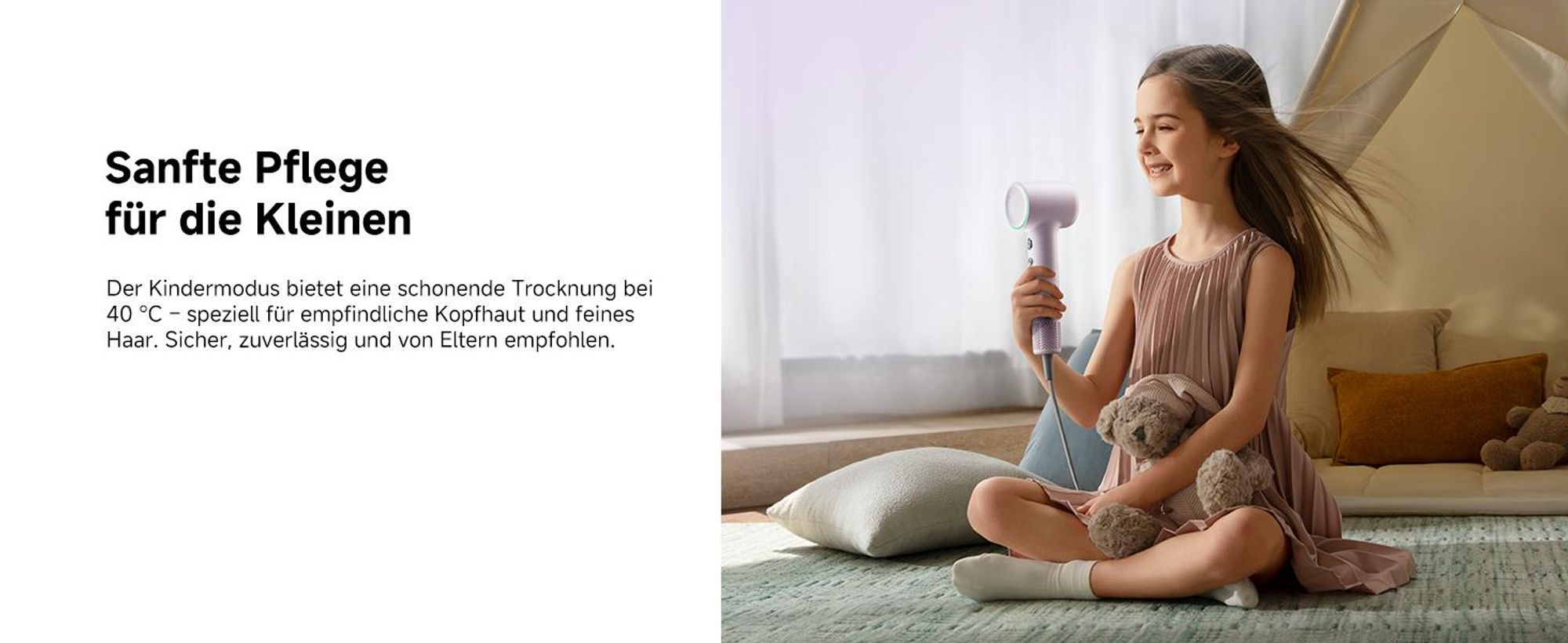 Dreame Mini Flow Hochgeschwindigkeits-Haartrockner,270g,schnelltrocknend,100K U/min Motor,NTC-Temperaturregelung,Ionen-Technologie,5 modi,Lila