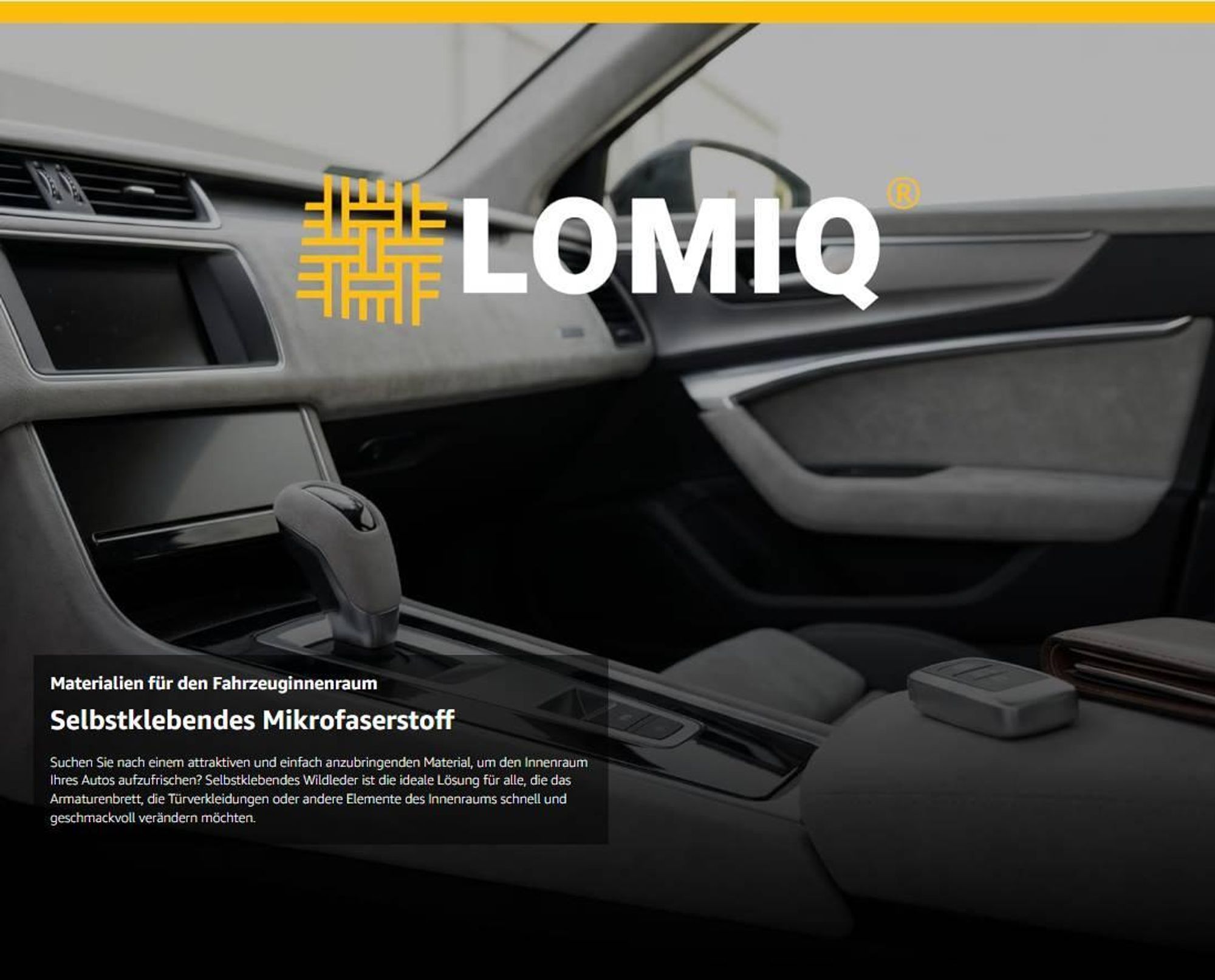 LOMIQ Mikrofaserstoff Selbstklebend, 500x150cm, Graphit, Wildleder Optik, Elastische Klebefolie für Autohimmel, Cockpit und Innenverkleidung, Weich, Dehnbar und Strapazierfähig, Leicht Zuschneidbar