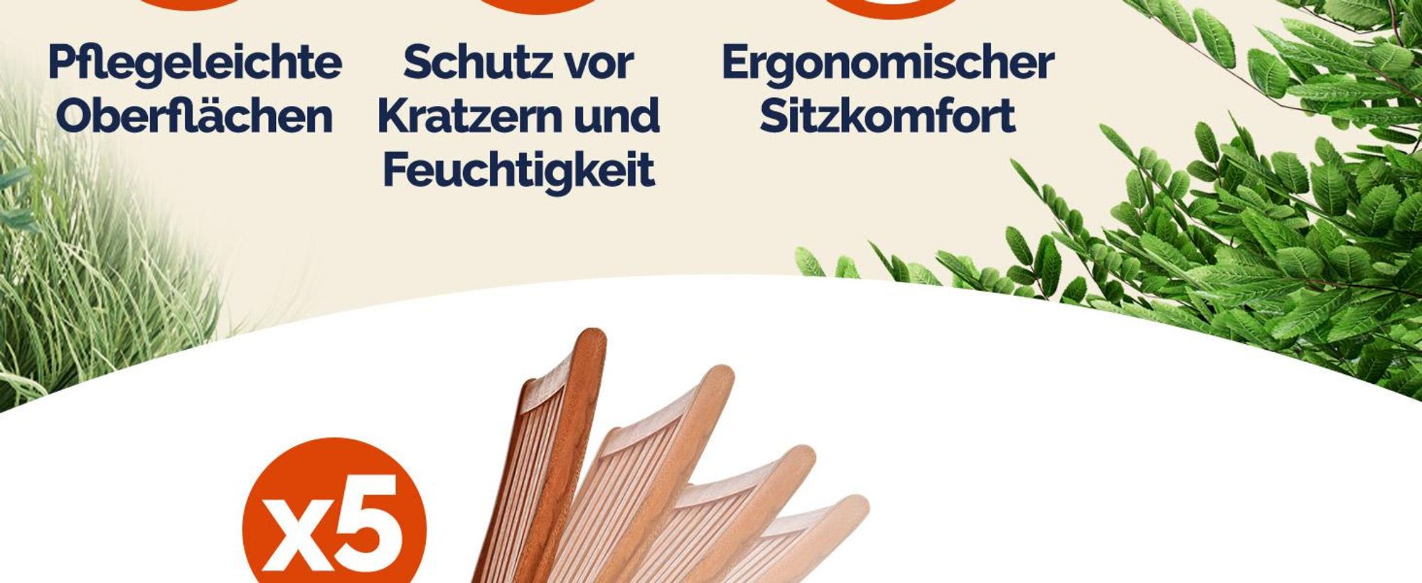 CASARIA® Gartenstuhl 4er-Set Vanamo Eukalyptus FSC®-Zertifiziert Klappbar