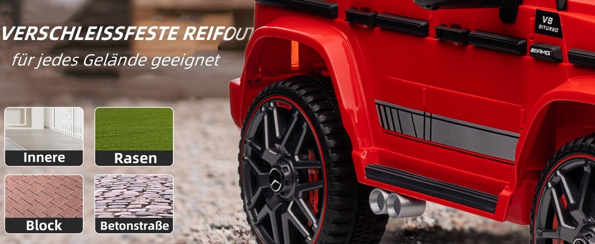 FCH Elektroautos für Kinder Mercedes Benz G63 AMG mit 12V Elektrofahrzeug 2,4G Fernbedienung, 2-türiges Kinder-Elektrofahrzeug mit MP3 Rot