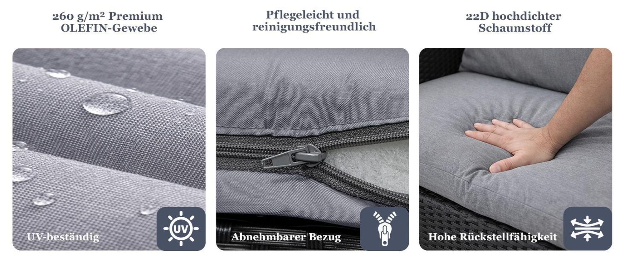 MeXo Gartenlounge Set 8 Personen Lounge Gartenmöbelset Polyrattan Essgruppe wetterfest Ecklounge mit großem Esstisch 132×76×67 cm, L-Form mit 3 Hocker