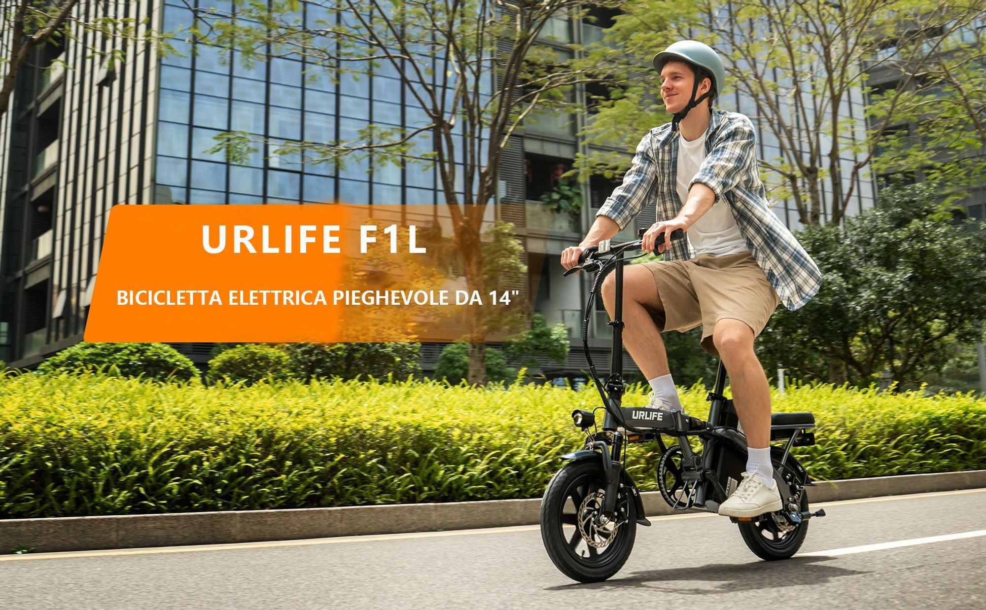 Bicicletta elettrica URLIFE F1L - Motore 250W 48V 7.5Ah Batteria  Pneumatici da 14 Pollici Freno a Disco - Nero