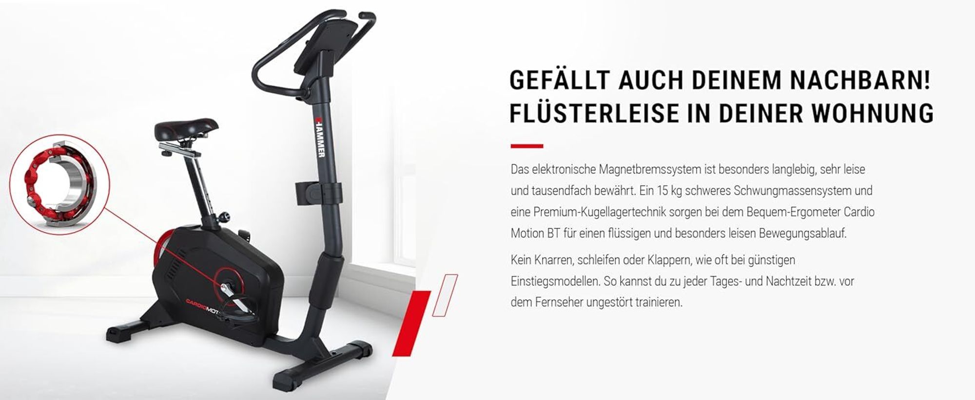 HAMMER Ergometer Cardio Motion BT, Heimtrainer, 22 Programme, max. 130 kg