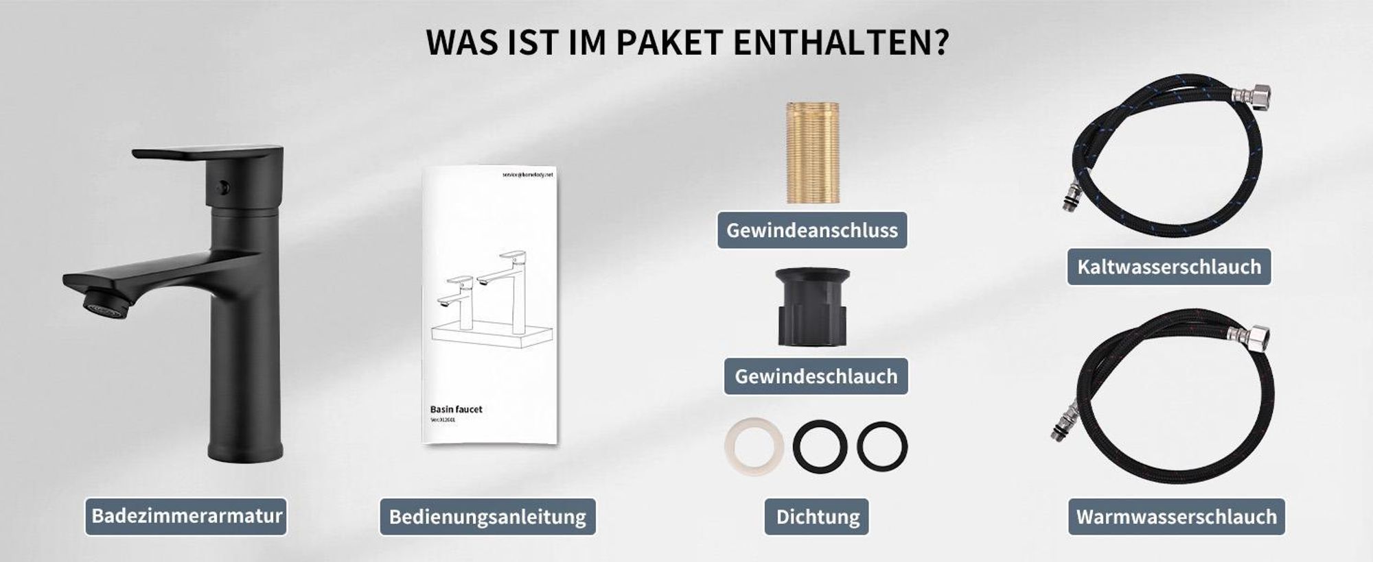2pcs Wasserhahn Schwarz Badarmaturen mit 15° geneigtem Auslauf, Armatur für Waschbecken Waschtischarmatur wassersparend,Mischbatterie Einhebelmischer