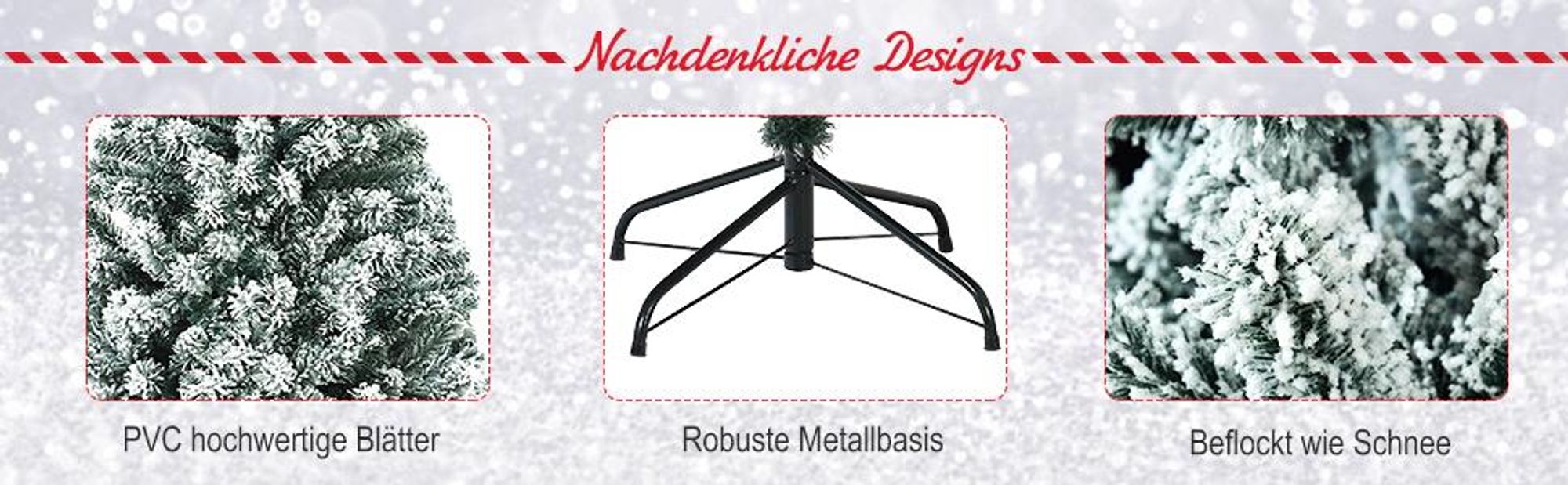 COSTWAY 180cm Künstlicher Weihnachtsbaum mit Schnee, 600 PVC Nadeln & Metallständer, Tannenbaum, Christbaum, Schnellaufbau Klappsystem