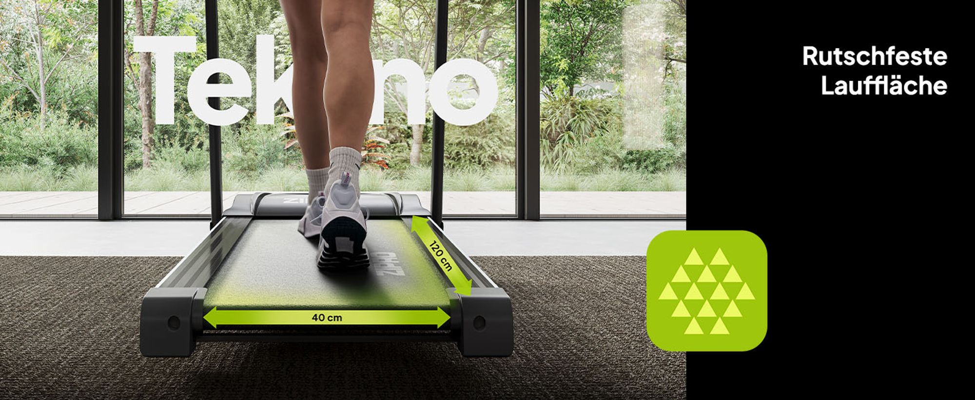 Zipro Tekno klappbares Laufband, 1080 W leiser Elektromotor, breite Lauffläche 40cm Laufband für Zuhause Klappbar mit Steigung SportRun Running Sport