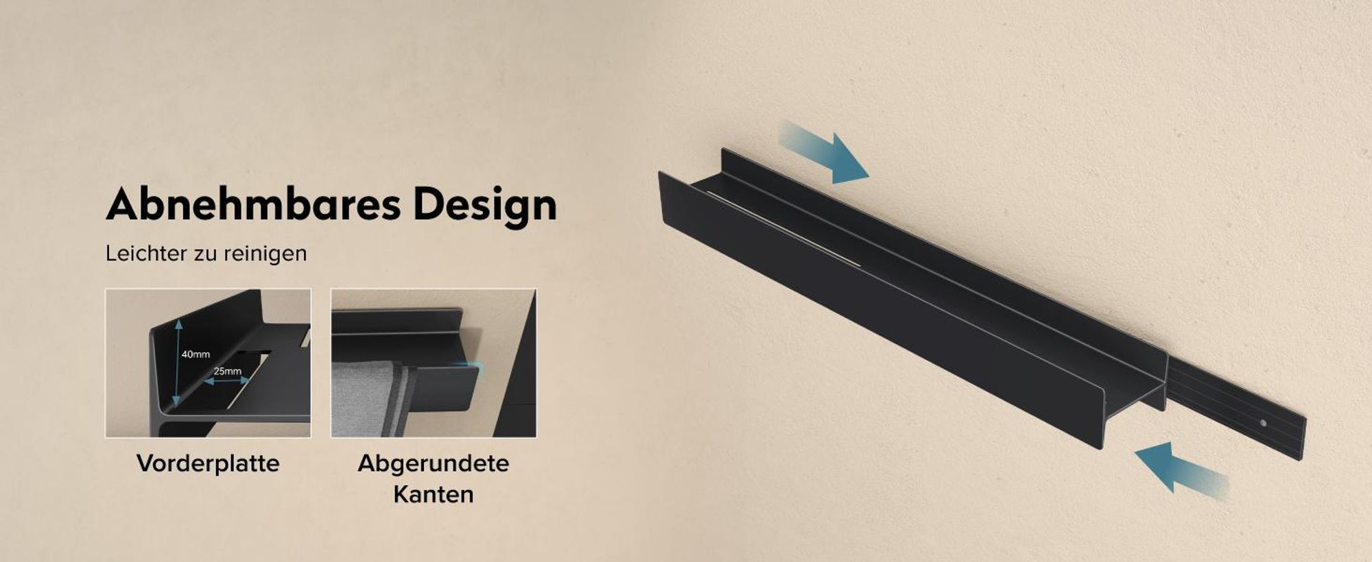 doporro Duschablage ohne Bohren mit Schrauben, 40 cm Badezimmer Organizer und Duschregal, Wandregal aus Aluminiumlegierung, Matt Weiß Reglo-03