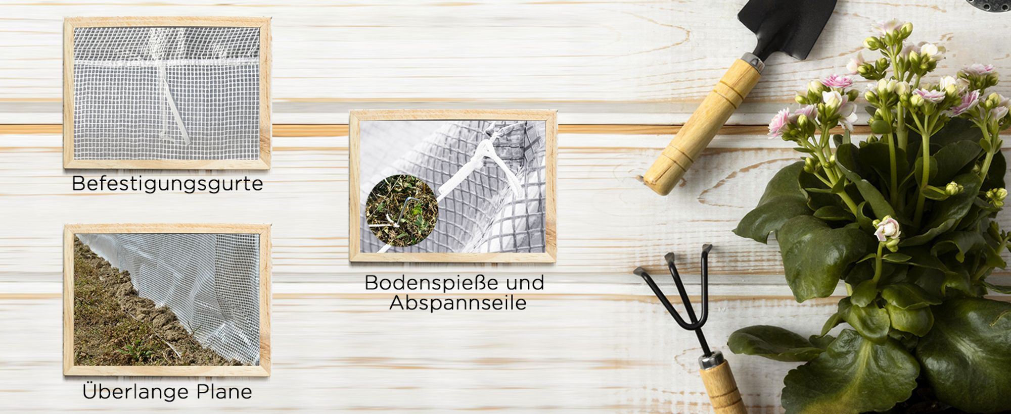 Outsunny 4,45 x 3m Tunnelgewächshaus Treibhaus 6 Fenster große Tür Weiß