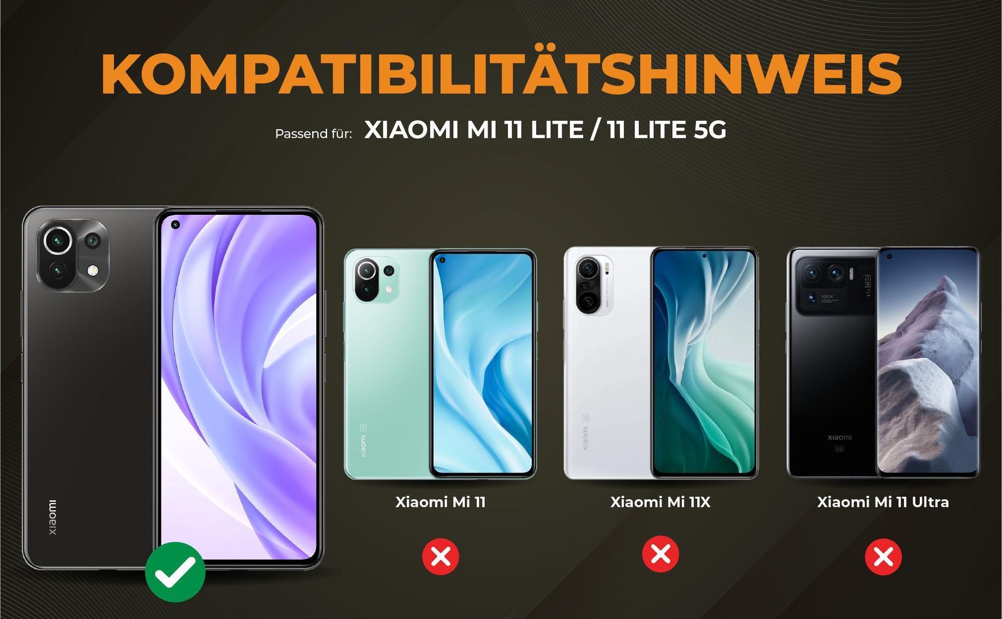 Kompatibilitätshinweise Hülle für Xiaomi Mi 11 Lite 4G / 5G