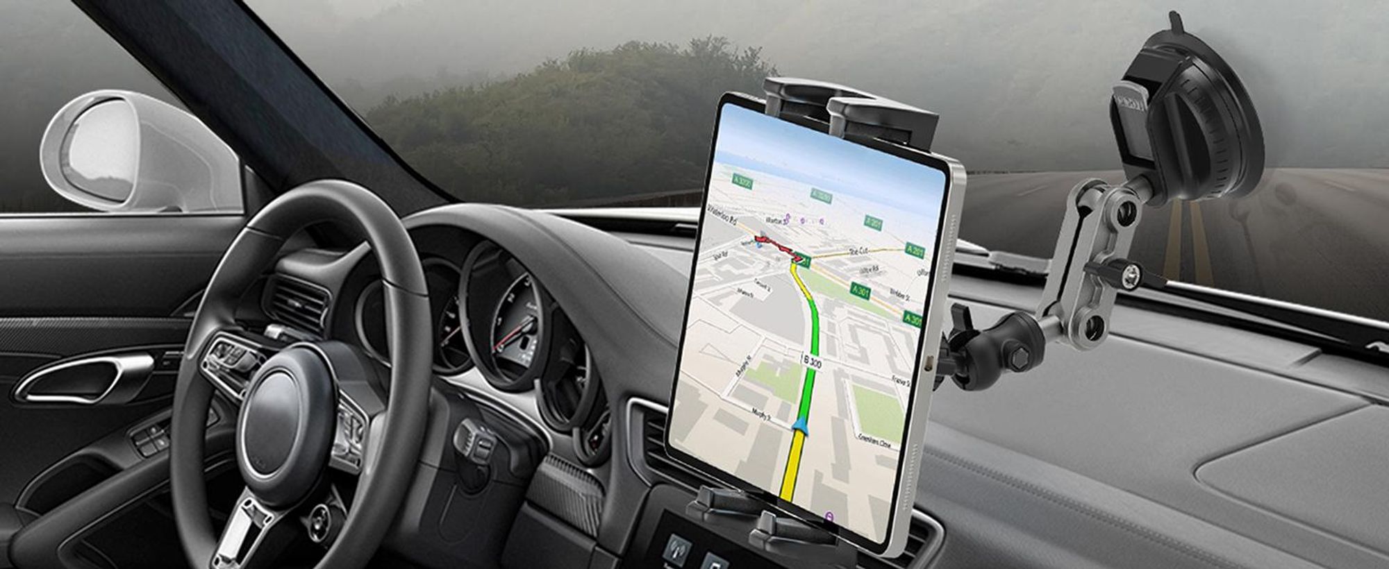 Tablet Halterung Auto Armaturenbrett & Frontscheibe, 360° Kfz iPad Halterung mit Saugnapf für 4,7-12,9 Zoll iPad Pro/Air, Handy & Galaxy Tab