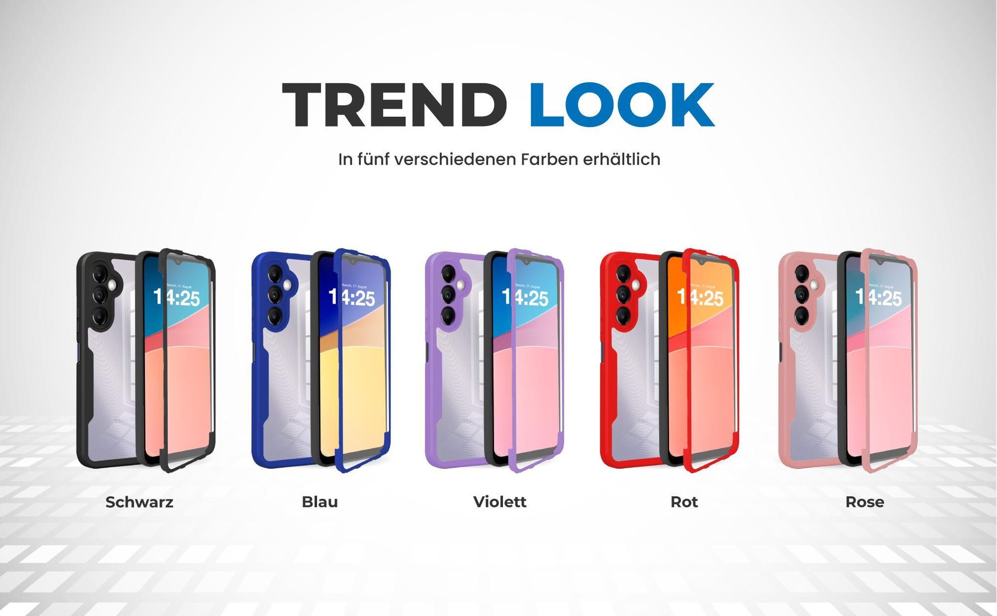 360 Grad Cover Front Back für Samsung Galaxy A05s in verschiedenen Farben