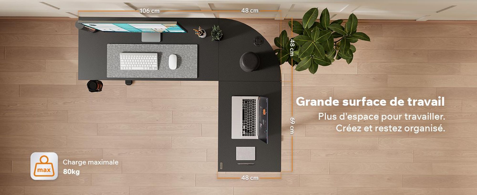 Bureau d'angle gaming Sense7 RONG, forme en L, 154x117 cm - Noir, aspect carbone, bureau pour ordinateur, idéal pour les joueurs et le télétravail