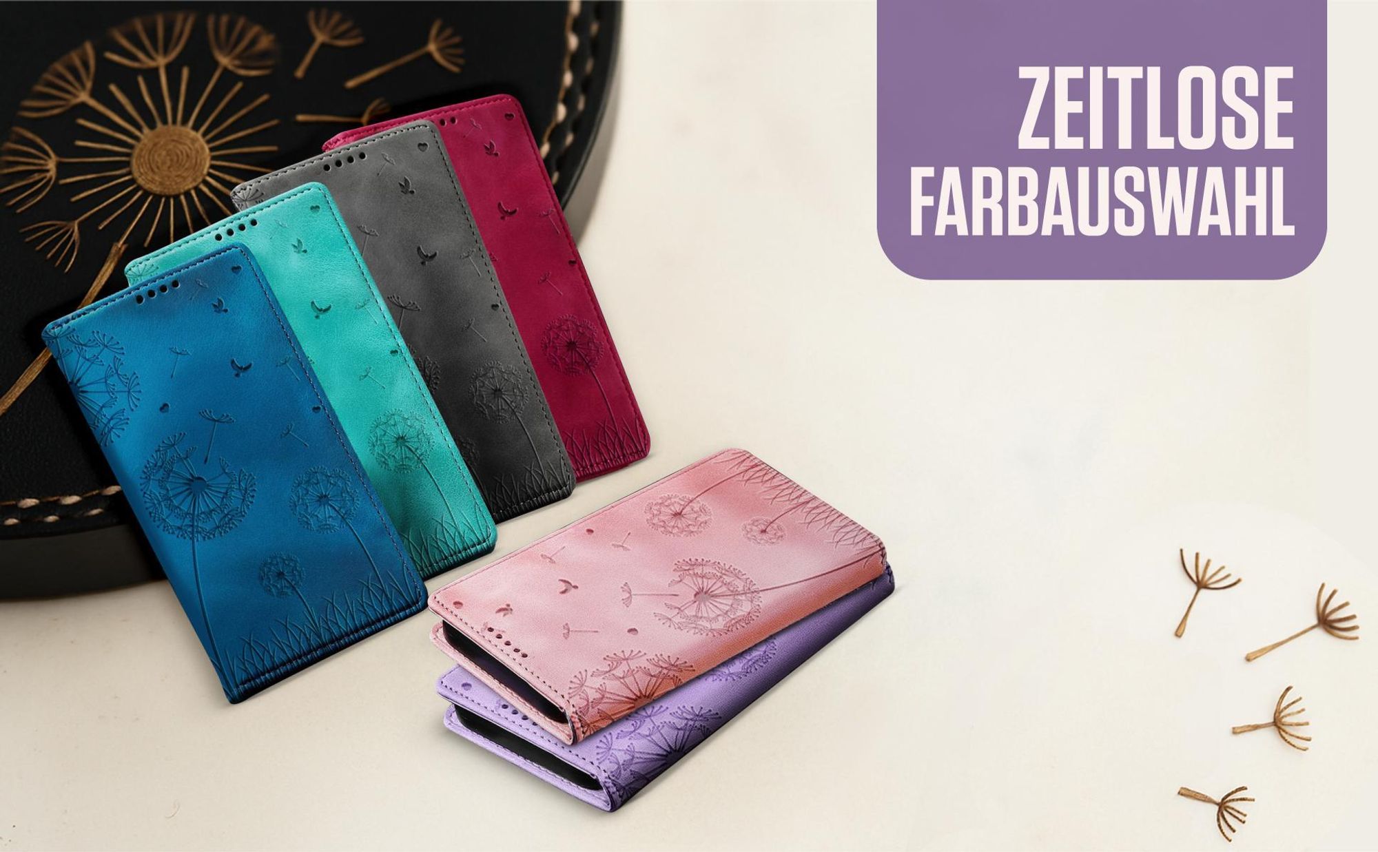 Handytaschen in Schwarz, Blau, Magenta, Türkis, Violett und Rosa für Samsung Galaxy S25 Ultra