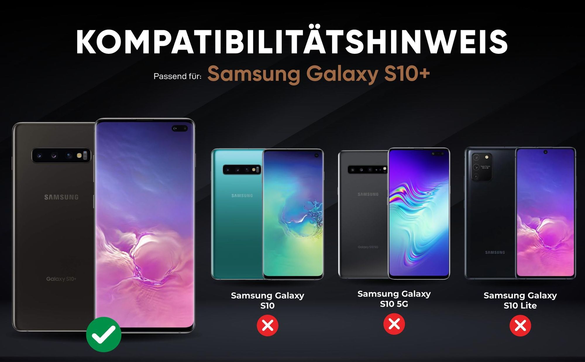 Kompatibilitätshinweise Hülle für Samsung Galaxy S10+