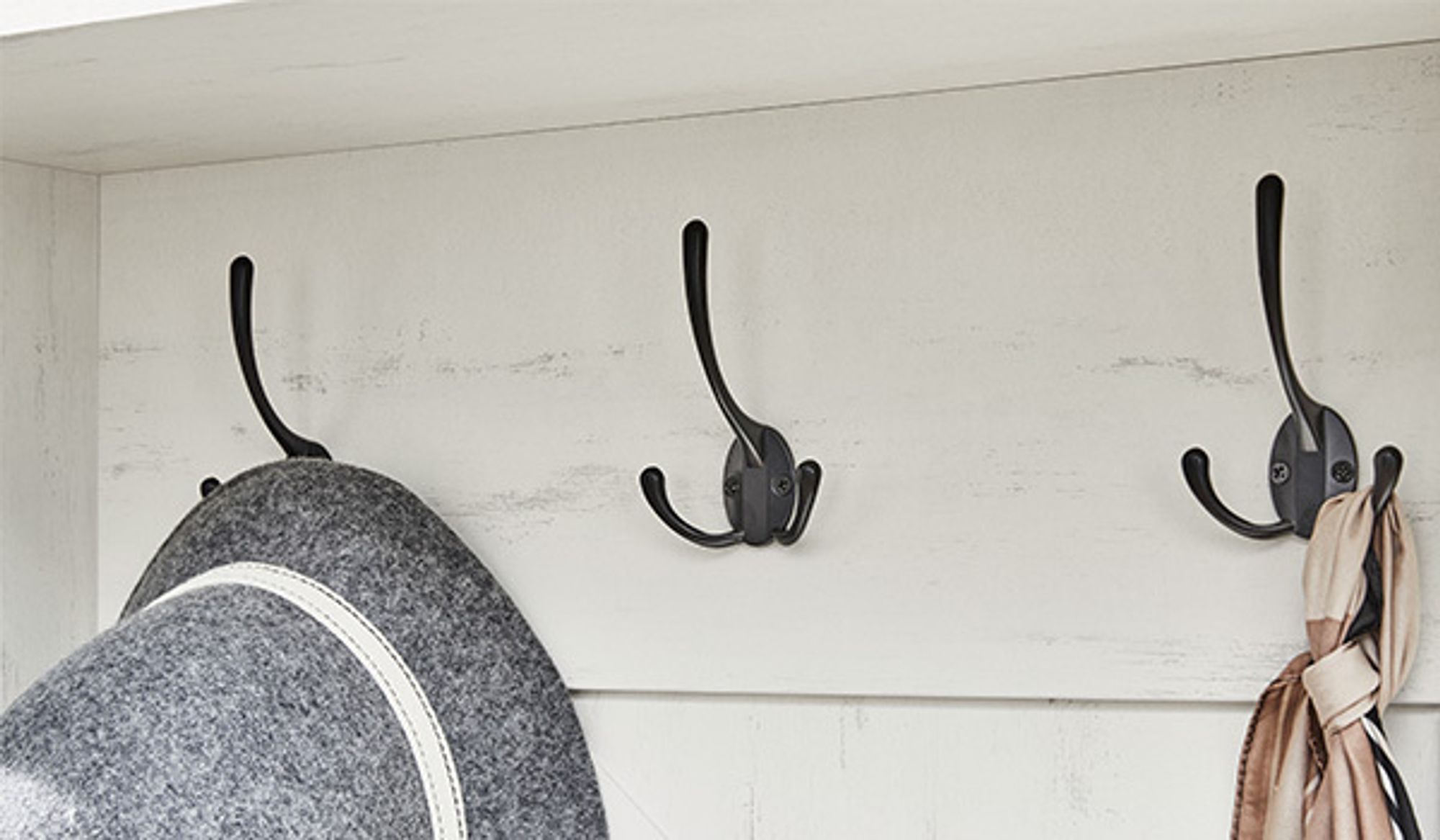 Garderobenständer mit Schuhbank, Schuhschrank, 6 Dreifach-Haken, HSRDE430W02YC