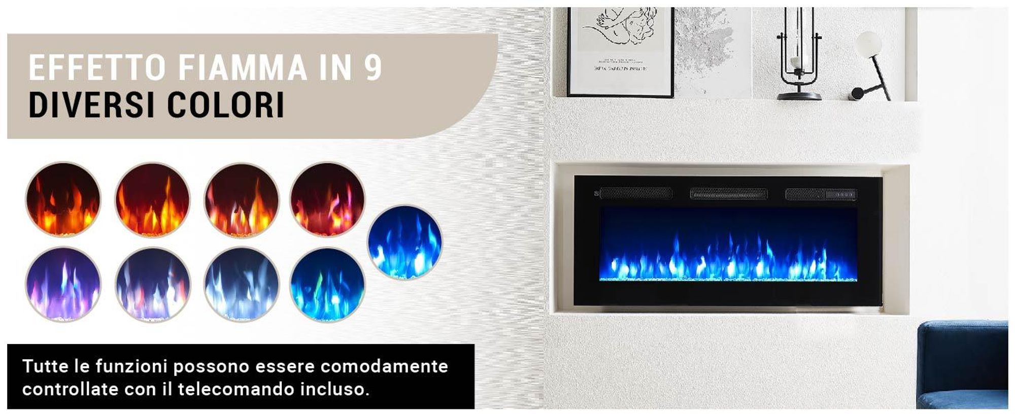 BALDERIA -design Leif 40 - Camino elettrico 3in1