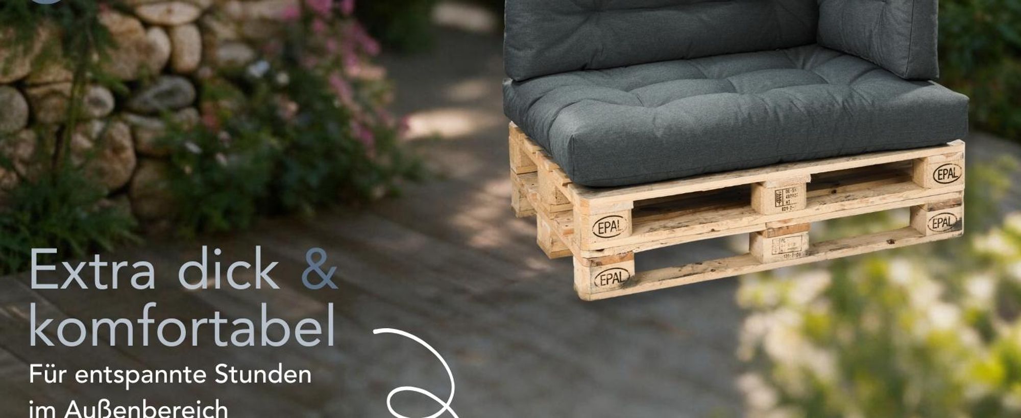 XDREAM Palettenkissen anthrazit | 2er Set Sitz- & Rückenkissen | Sitzkissen für Europaletten