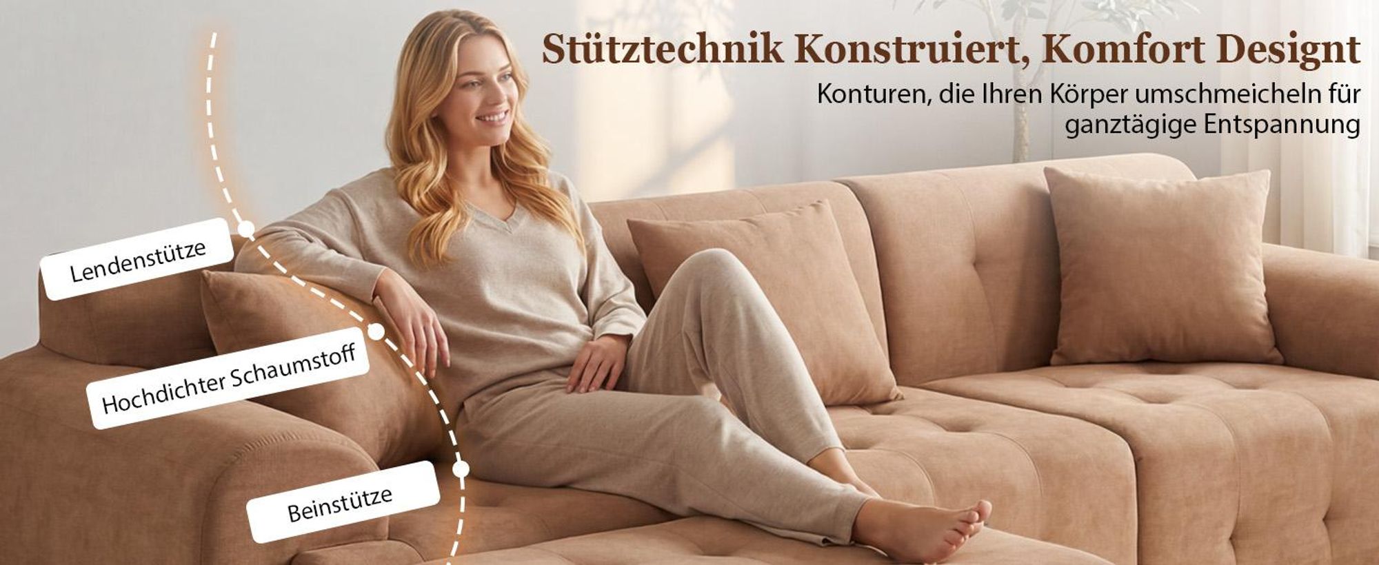COMHOMA Ecksofa, 245 x 60 x 40 cm, Modulares Sofa mit Schlaffunktion, Schlafsofa, L Form Couch für Wohnzimmer, vakuumverpackt, Flexibel kombinierbar
