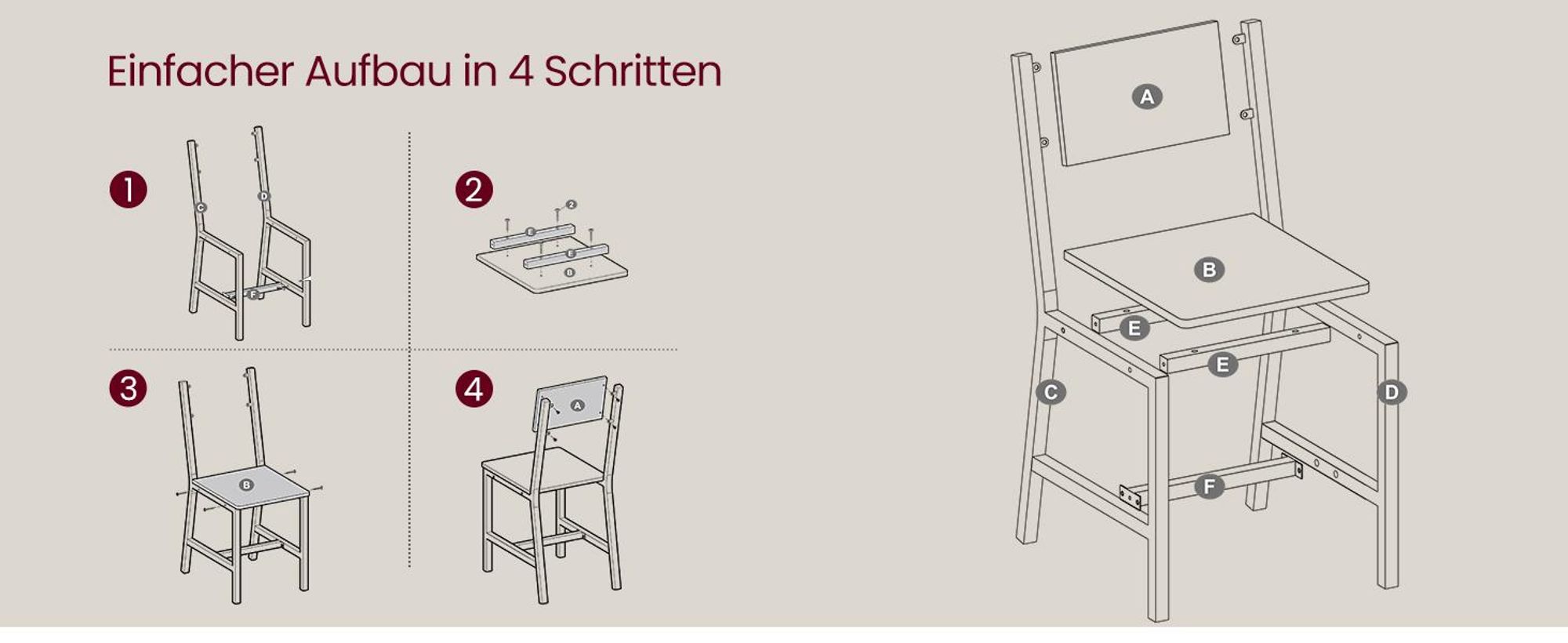 VASAGLE 4er Set Esszimmerstühle, Küchenstühle, Esszimmerstuhl für Esszimmer, Metallrahmen, Wohnzimmer, Küche, vintagebraun-schwarz