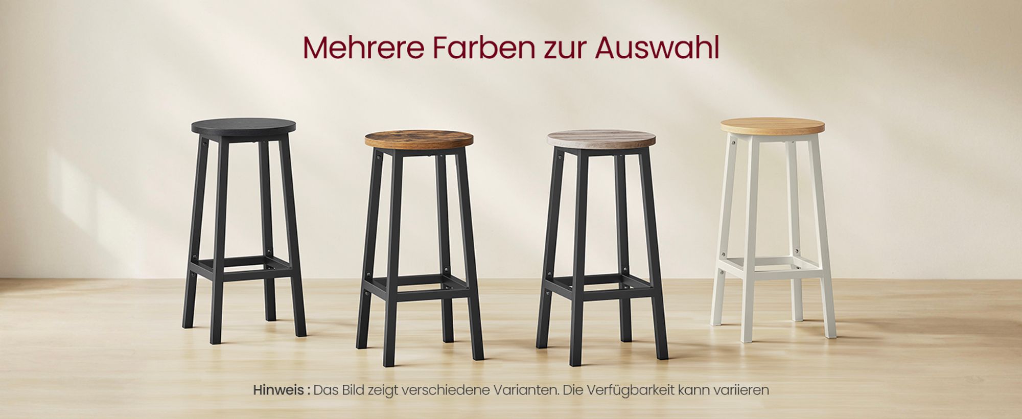 VASAGLE Barhocker Barstühle (Set, 4 St., 4er), bis 100kg belastbar