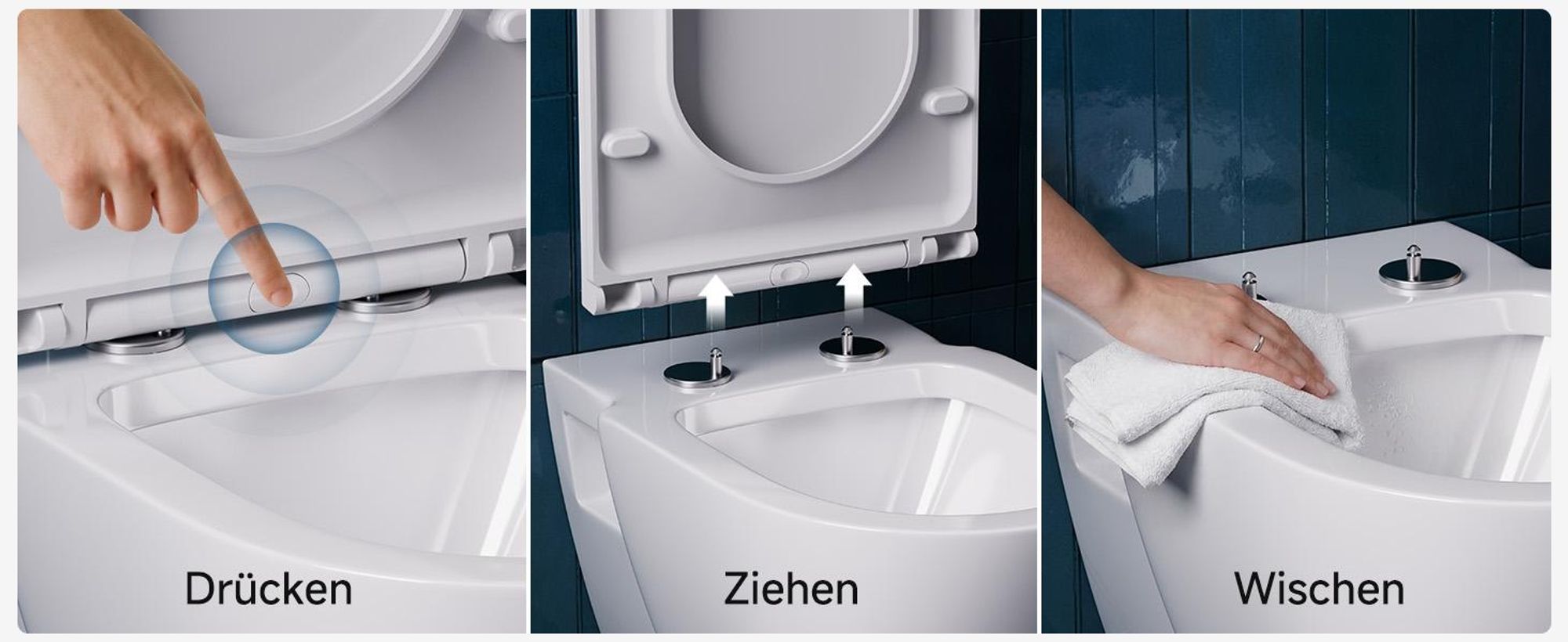 WC-Sitz D Form 43 x 36 cm Weiß Duroplast Toilettendeckel mit Absenkautomatik und Schnellbefestigung Heavy Duty 175kg Klobrille Antibakteriell