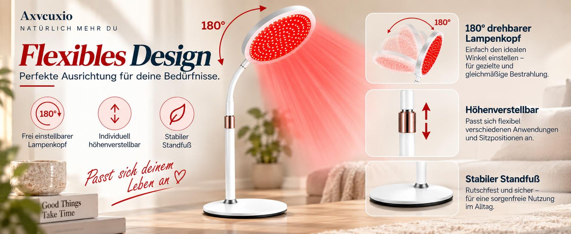 3-in-1 Rotlichtlampe,660nm rotem Licht & 850nm & 940nm Nahinfrarot-Lichttherapiegeräte mit Timer,10 Helligkeitsstufen,Höhenverstellbare LED-Nachtlampe