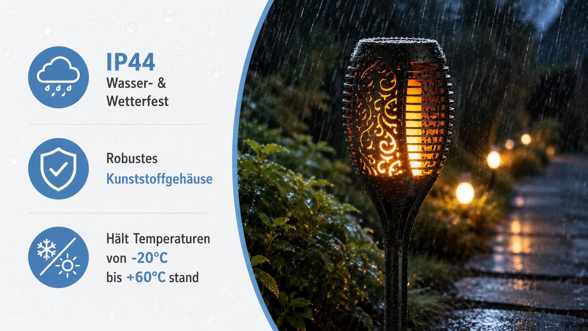MasterLED 8er Set Solar Gartenfackel 51cm Flammen-Effekt IP44 Außenleuchte Schwarz LED Garten Deko Solarleuchte Dämmerungssensor