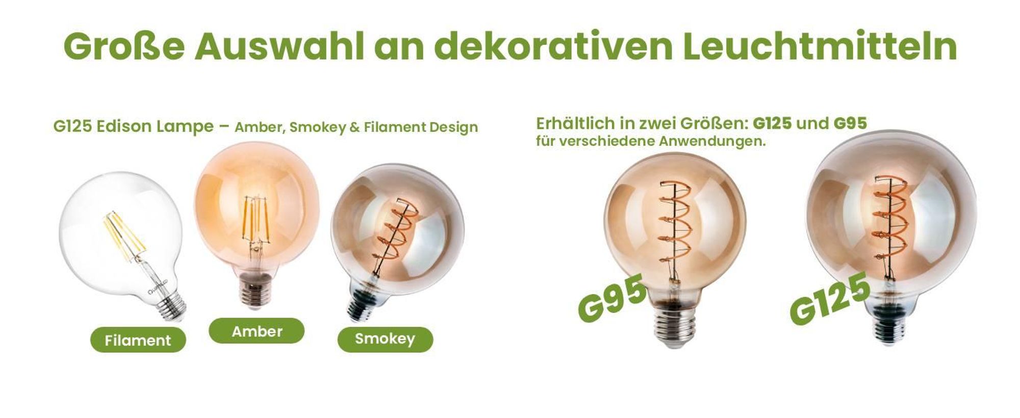 LUMILED 6 Stück LED Filament Leuchtmittel E27 G125 6W Ersetzt 50W 660lm 2200K Extra Warm Smokey Glas 360° Abstrahlwinkel – 6er Pack Globe Form Dekoratives Retro Licht Nicht dimmbar