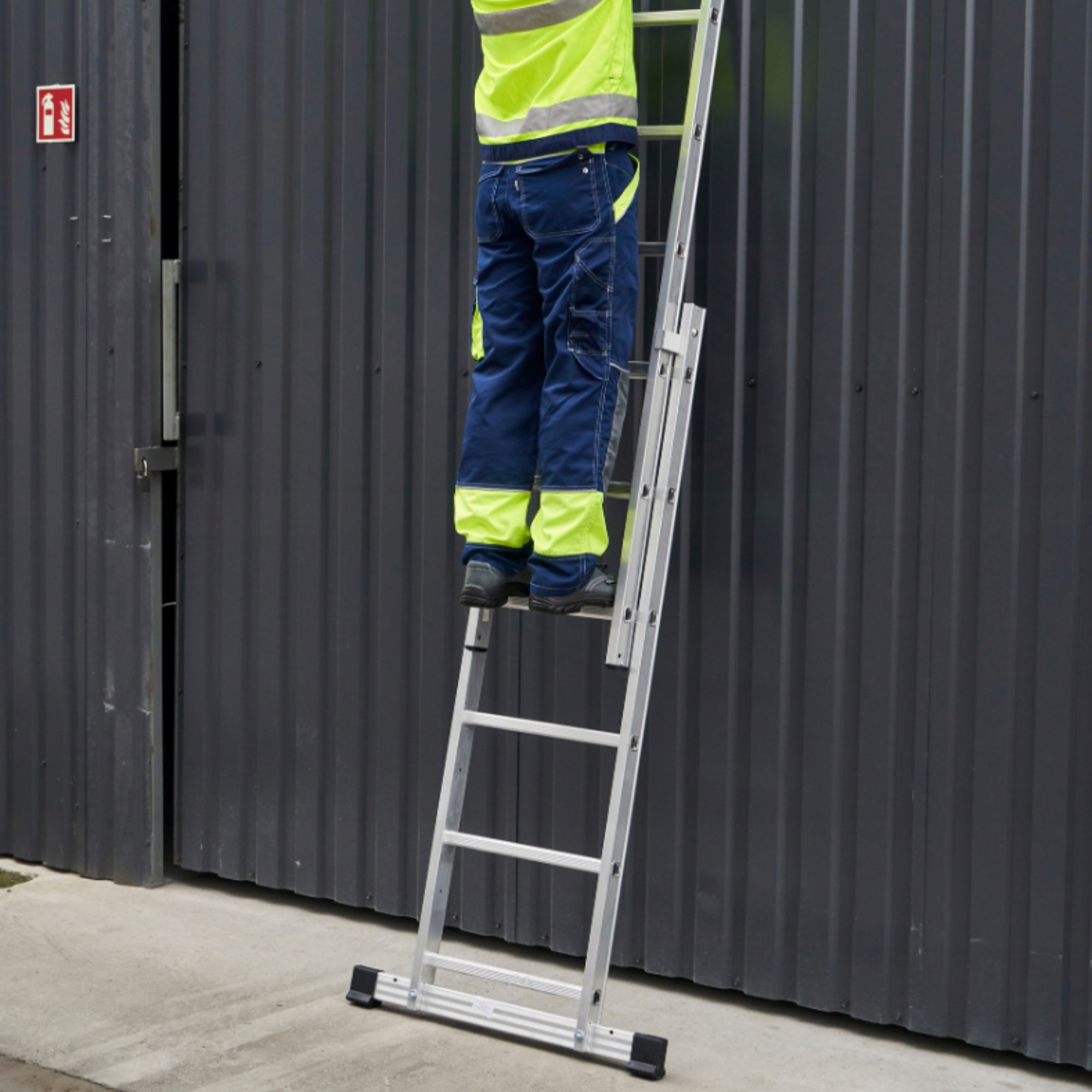 Aluminium Klappleiter, DRABEST, Arbeitsgerüst, Arbeitsplattform, Mehrzweckleiter, Leitergerüst