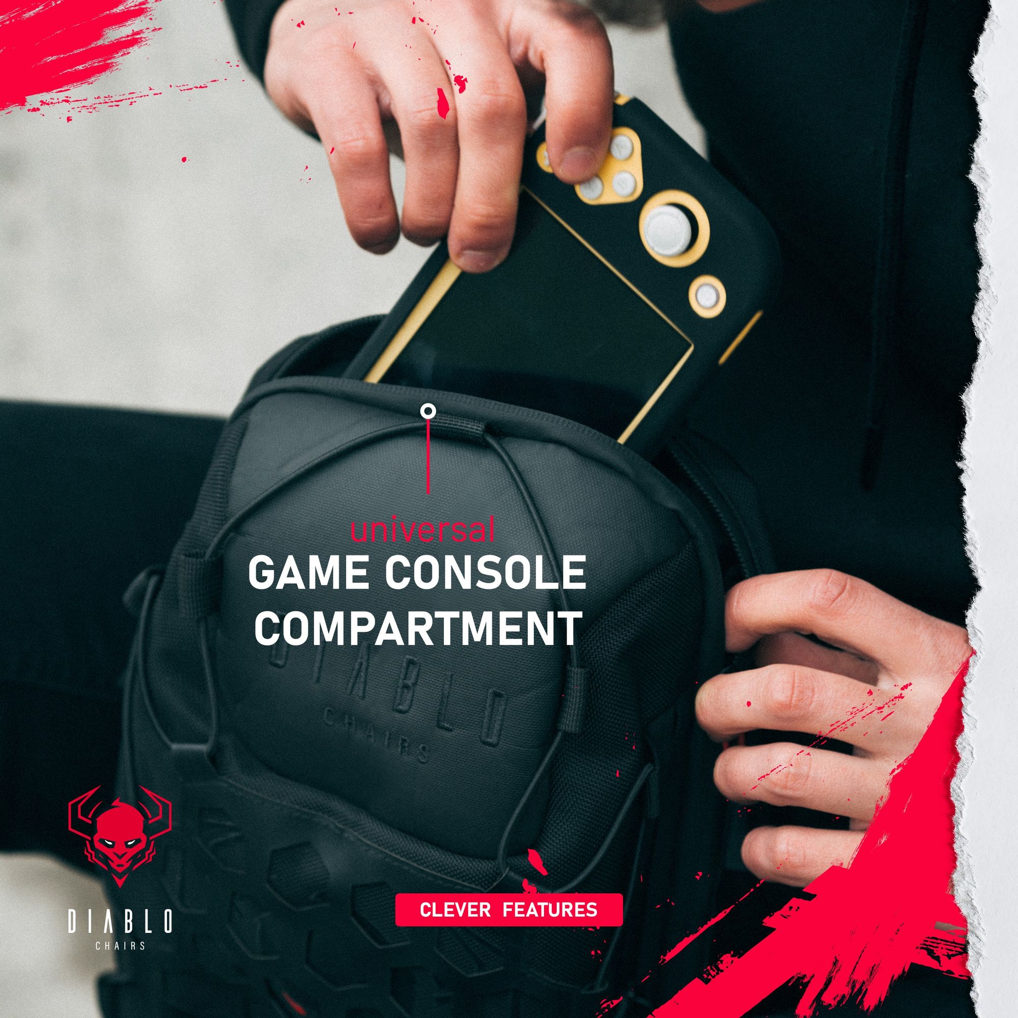 Diablo Umhängetasche Schulterrucksack Brusttasche USB-Anschluss Anti-Diebstahl Zahlenschloss für Reißverschluss 11 Taschen Wasserdicht Farbe: Schwarz