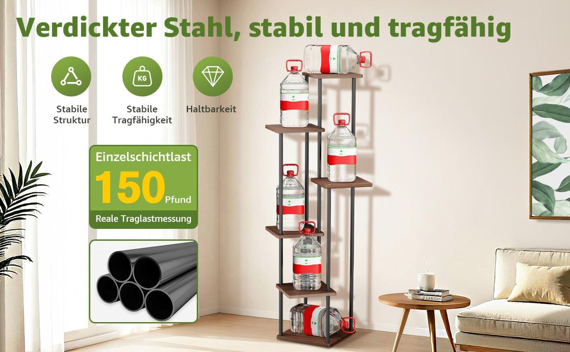 Mulisoft 6-Tier Hölzern Blumenregal Pflanzenregal, Mehrstöckig Blumenständer Pflanzenständer, Blumenbank Blumentreppe Pflanzentreppe, Standregal für Innen Garten Balkon Deko, Braun