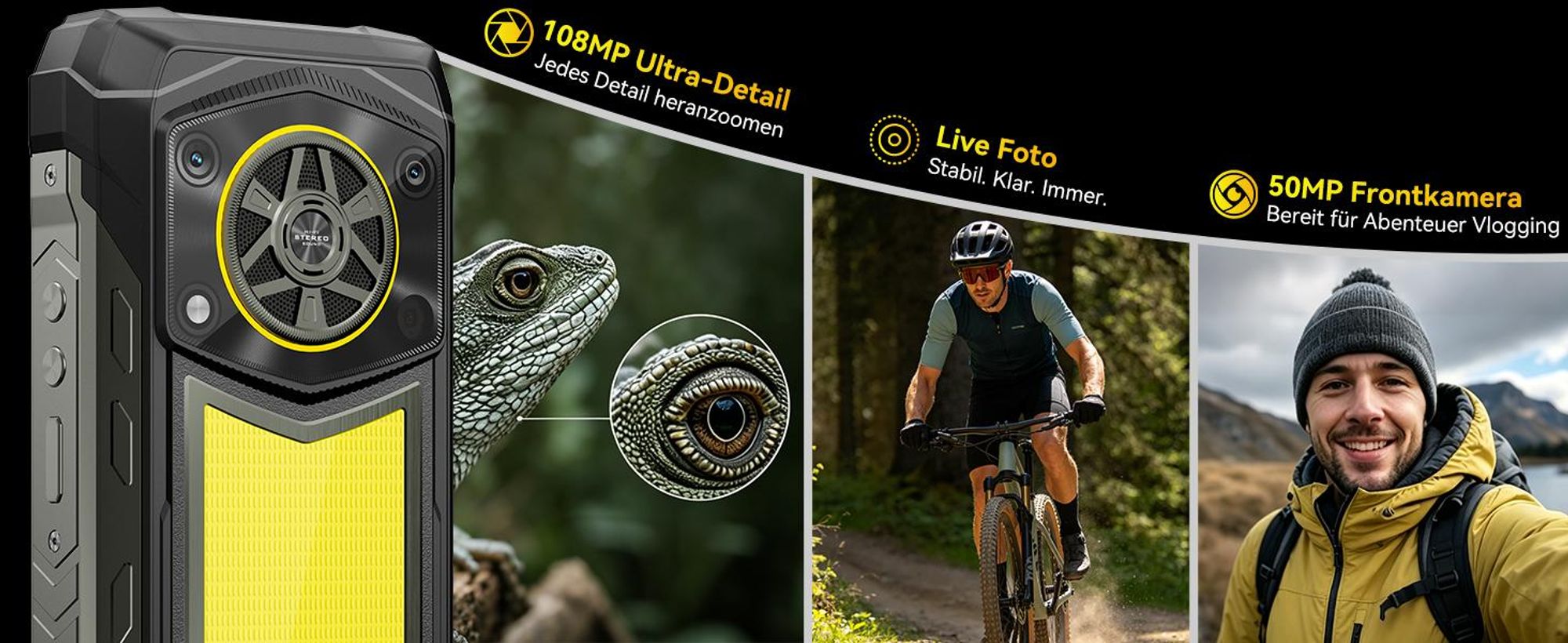 Blackview ROCK 5 Outdoor Smartphone Ohne Vertrag, 48+256GB, Android 16, 20000mAh, 33W, 120Hz, 2.4K, NFC, 108MP+50MP+20MP, 348LM, IP69K&IP68