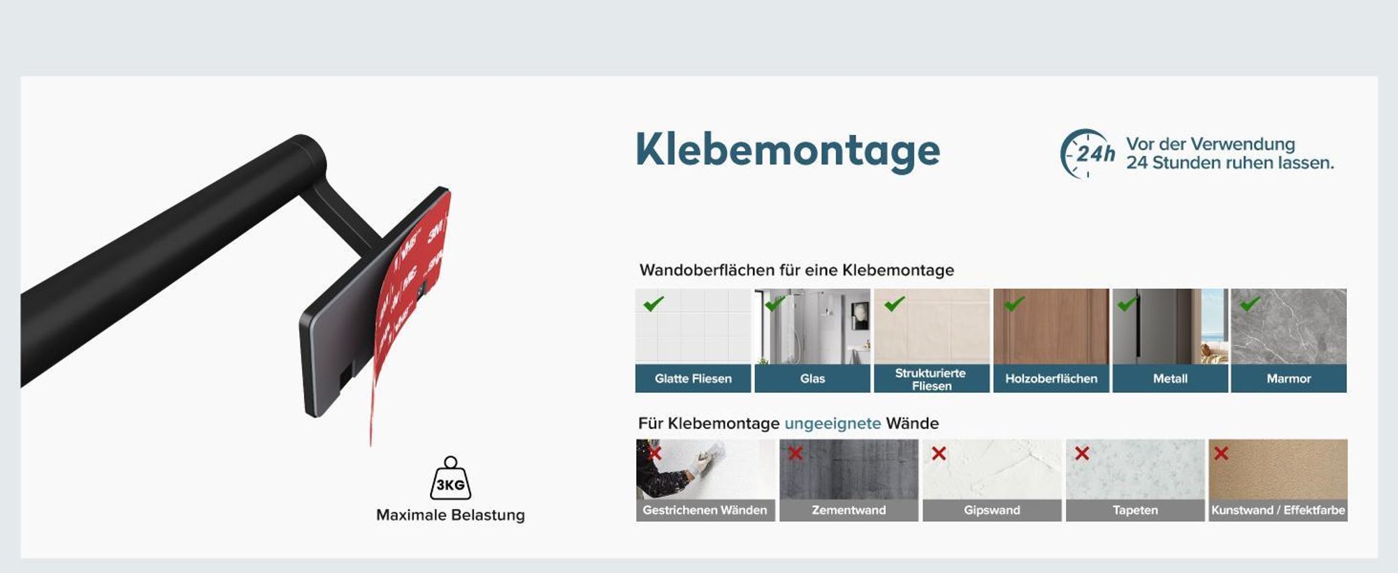 doporro Toilettenpapierhalter selbstklebend, Klopapierhalter aus Edelstahl ohne Bohren, Klorollenhalter für Badezimmer, Matt schwarz Lino-02
