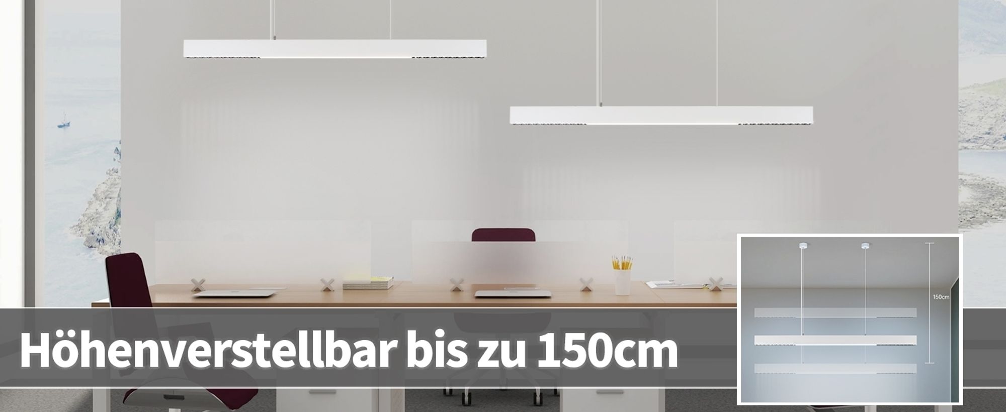ZMH LED Pendelleuchte Hängelampe Wohnzimmer Modern Esstischlampe Dimmbar mit Fernbedienung Hängeleuchte150CM Höhenverstellbar Esszimmer Schlafzimmer B