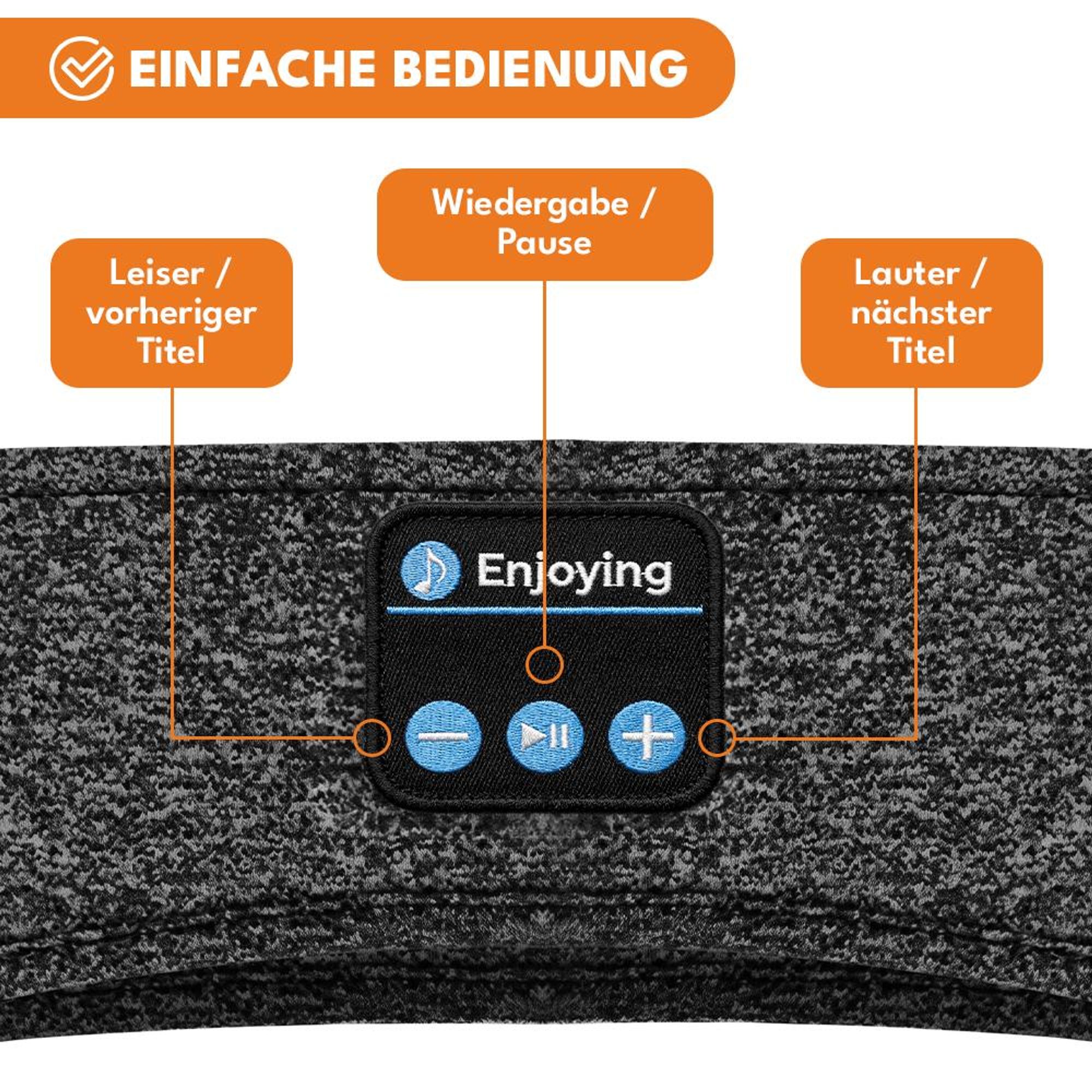 KRUMAD Schlafkopfhörer Bluetooth 5.3, Kopfhörer Stirnband für Seitenschläfer, kabellose Stereo Kopfhörer mit Lautsprechern, Musik und Schlaf