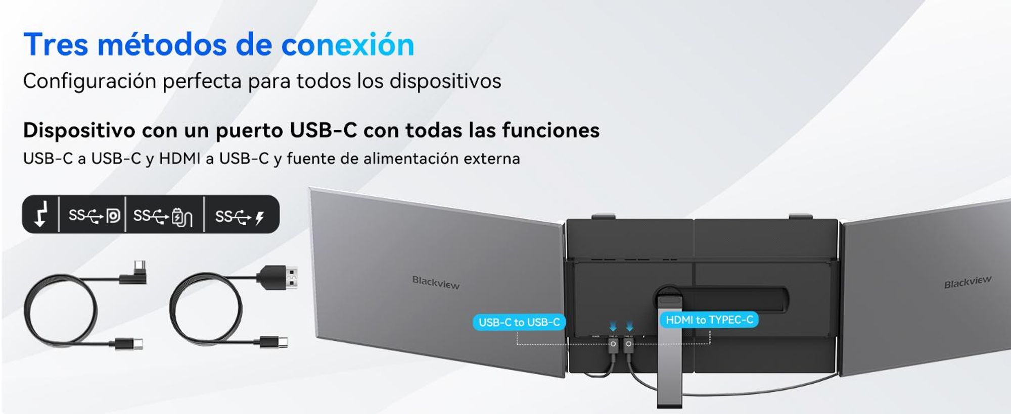Blackview Pantalla portátil DCM6 de 14", monitor de doble pantalla para portátiles, ultradelgado, resolución FHD, compatible con portátiles de 13,3" a 17,3", giratorio 180°, para Windows/Mac/Android