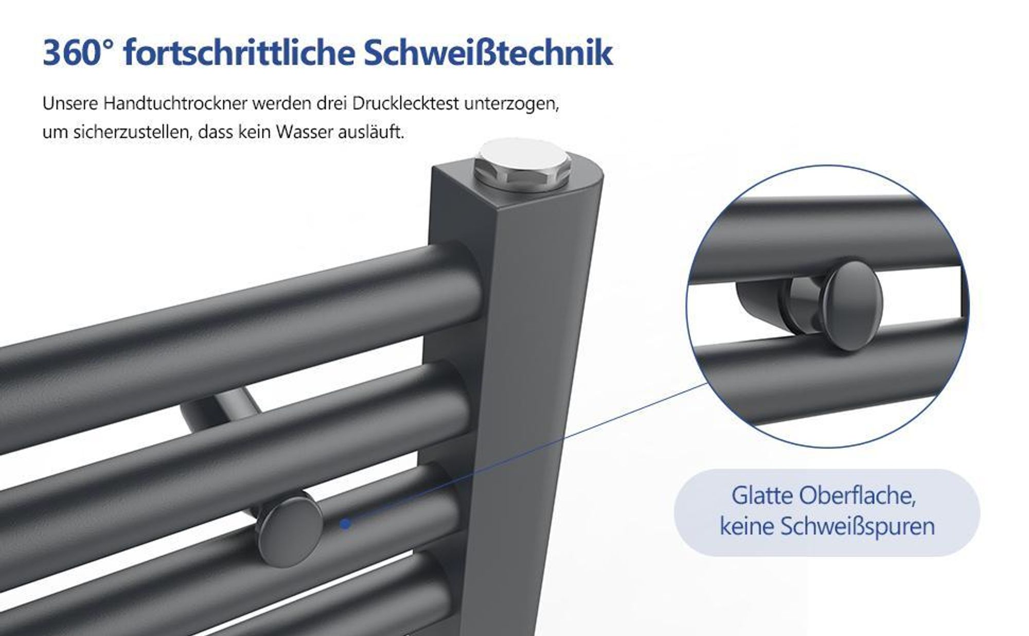 Heilmetz Badheizkörper 1200x500mm Mittelanschluss 513 Watt Anthrazit, Handtuchtrockner Handtuchwärmer Design Heizkörper für Bad Heizung Radiator Ohne heizstab