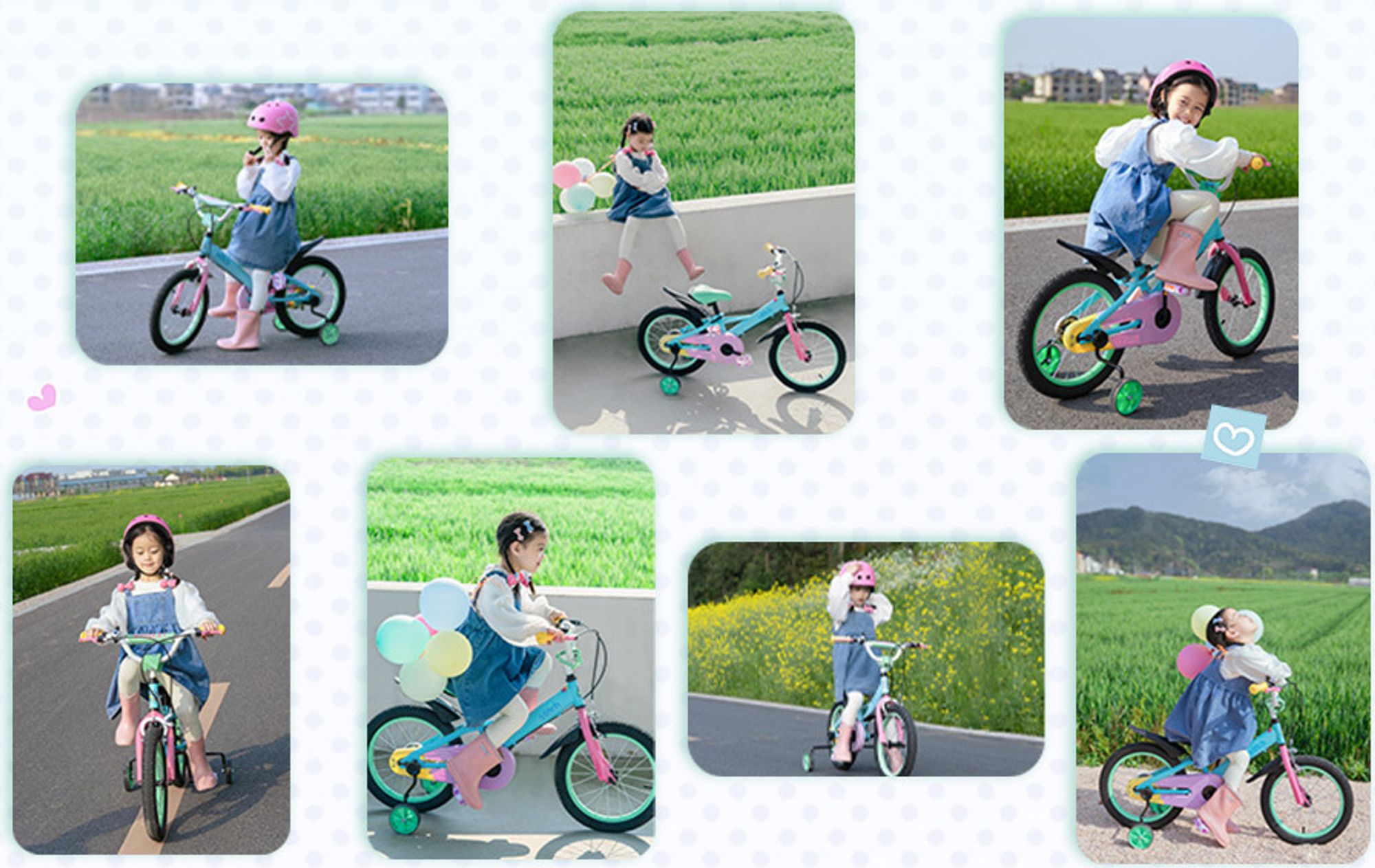 HILAND Macaron 14 Zoll Kinderfahrrad für Mädchen & Jungen ab 3 4 5 6 7 Jahren, mit Korb & Stützrädern, Blau