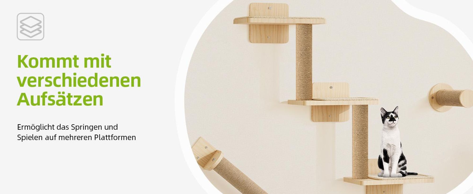 7 tlg. Katzen Kletterwand Set, Wandkratzbaum Katzenplattform Katzenbett, Katzenmöbel für Wandmontage
