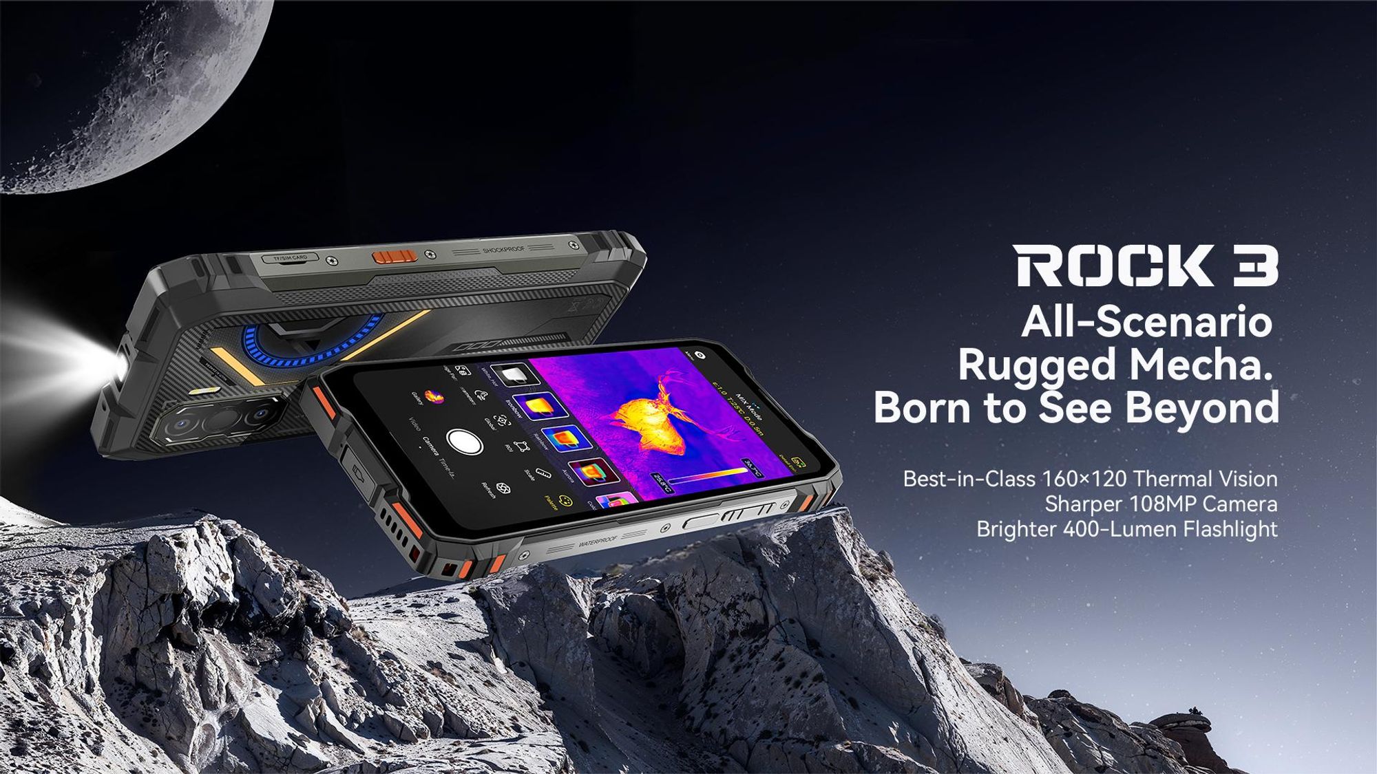Blackview ROCK 3  Smartphone,6.78" 120Hz,10000mAh Battery, 108MP Main Camera, 24(8+16)+256GB , IP68/IP69K Waterproof, Android 16,Thermal Imaging.