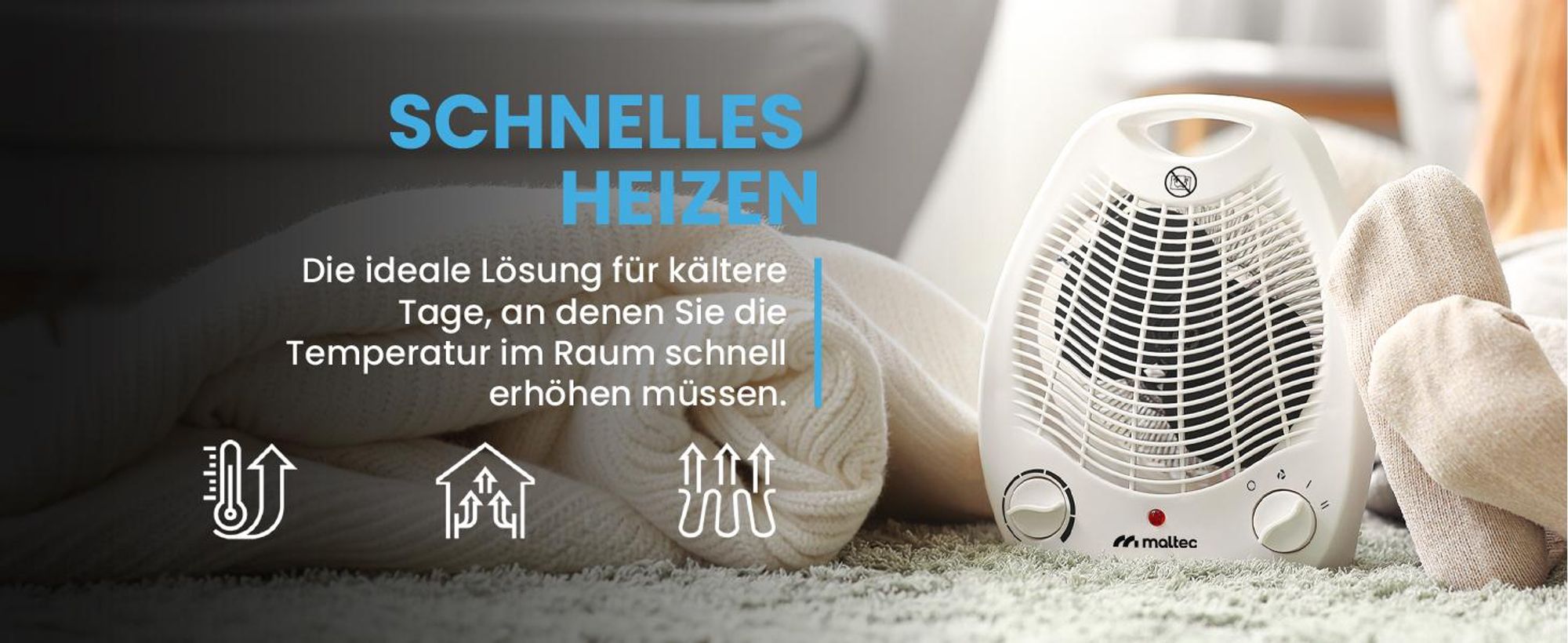 Elektrischer Heizgebläse Temperaturregelung mit Überhitzungsschutz 2000W