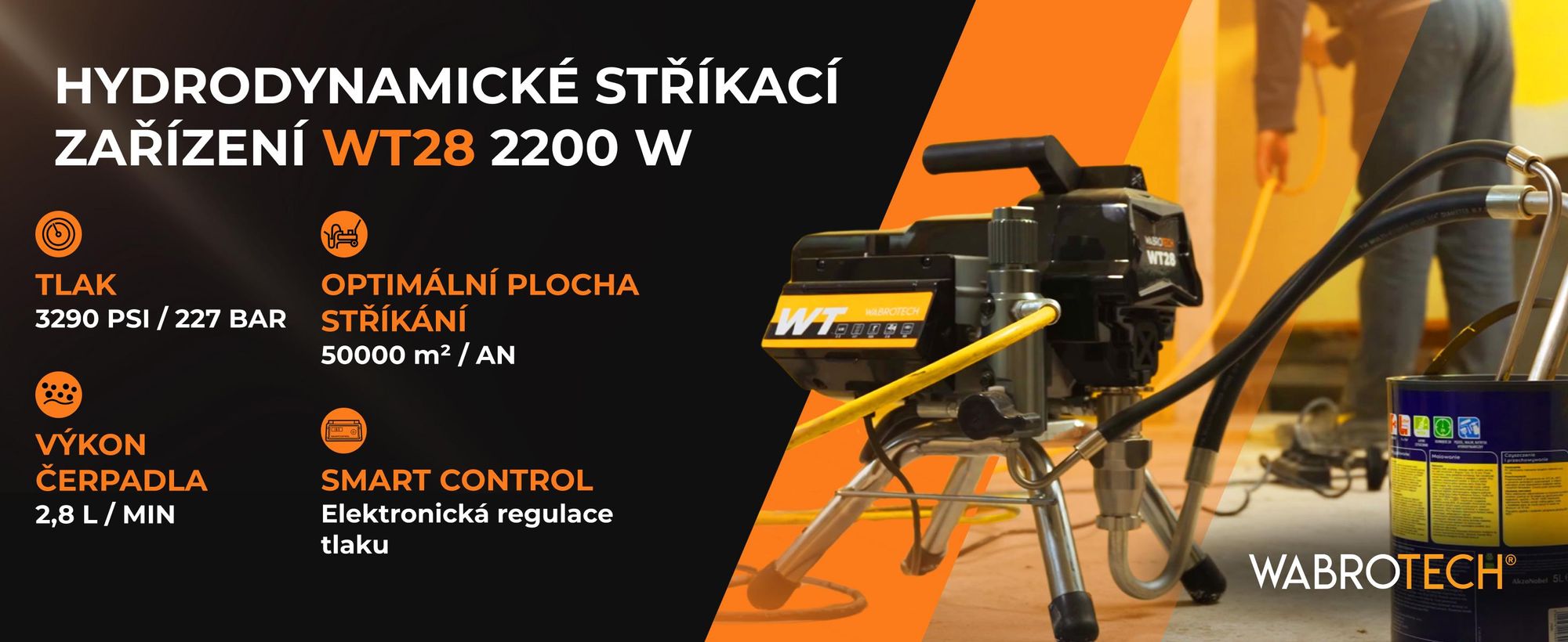 Stříkací zařízení Airless 2200W 2,8 l/min WABROTECH WT28 Malířský agregát 227 bar